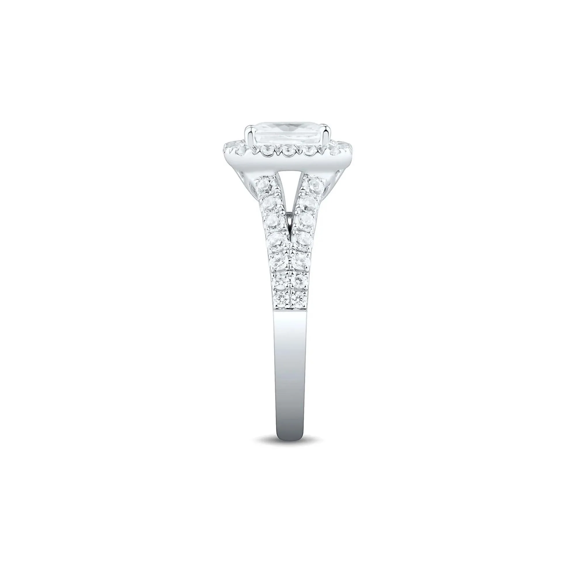 2 CT. Tw. Lab Grown Diamond Halo Engagement Ring 14K White Gold Round Brilliant Cut Size 7 - Image 3