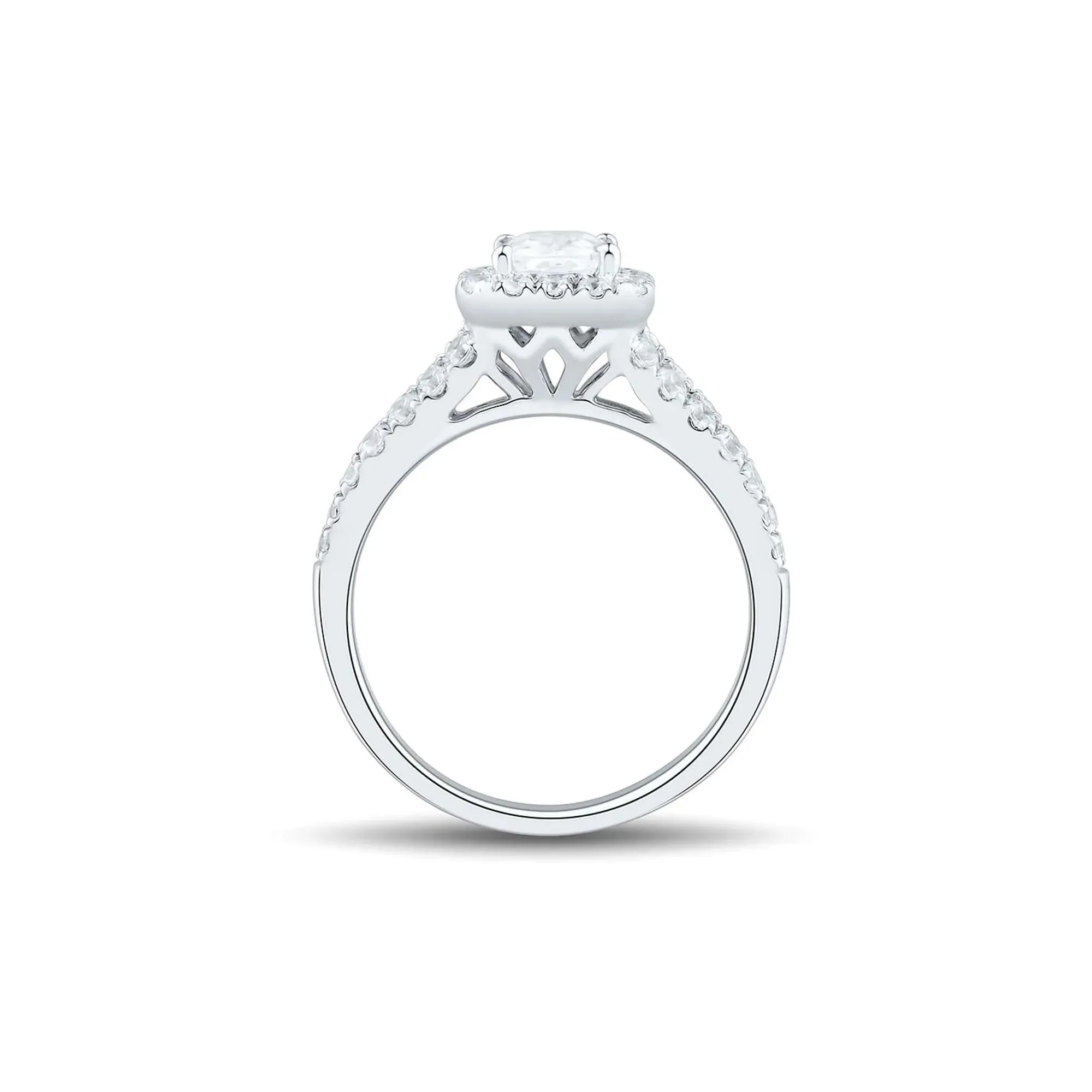 2 CT. Tw. Lab Grown Diamond Halo Engagement Ring 14K White Gold Round Brilliant Cut Size 9 - Image 2