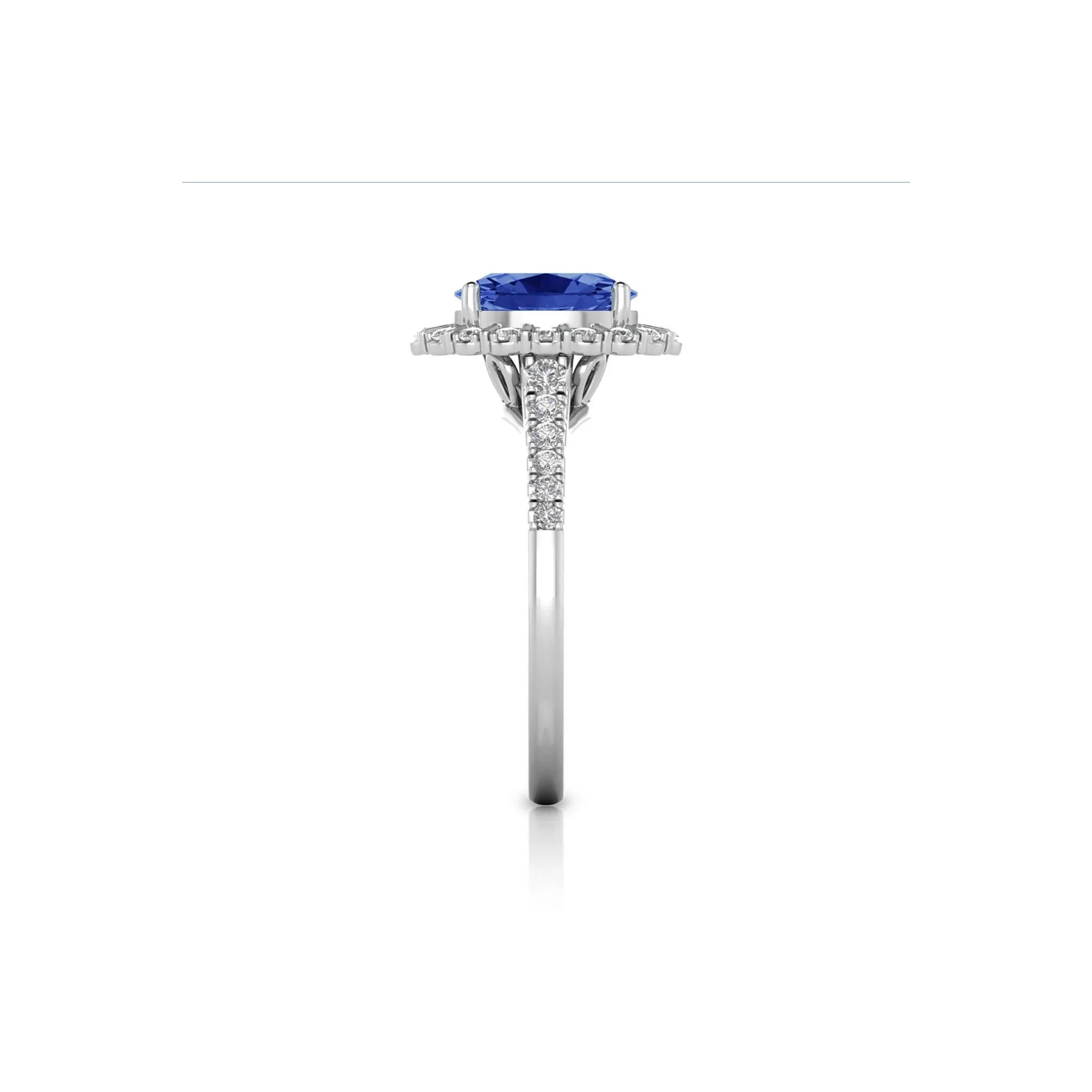 1/3 CT. Tw. Tanzanite & Diamond Halo Ring 14K White Gold Round Brilliant Cut Size 6.5 - Image 3