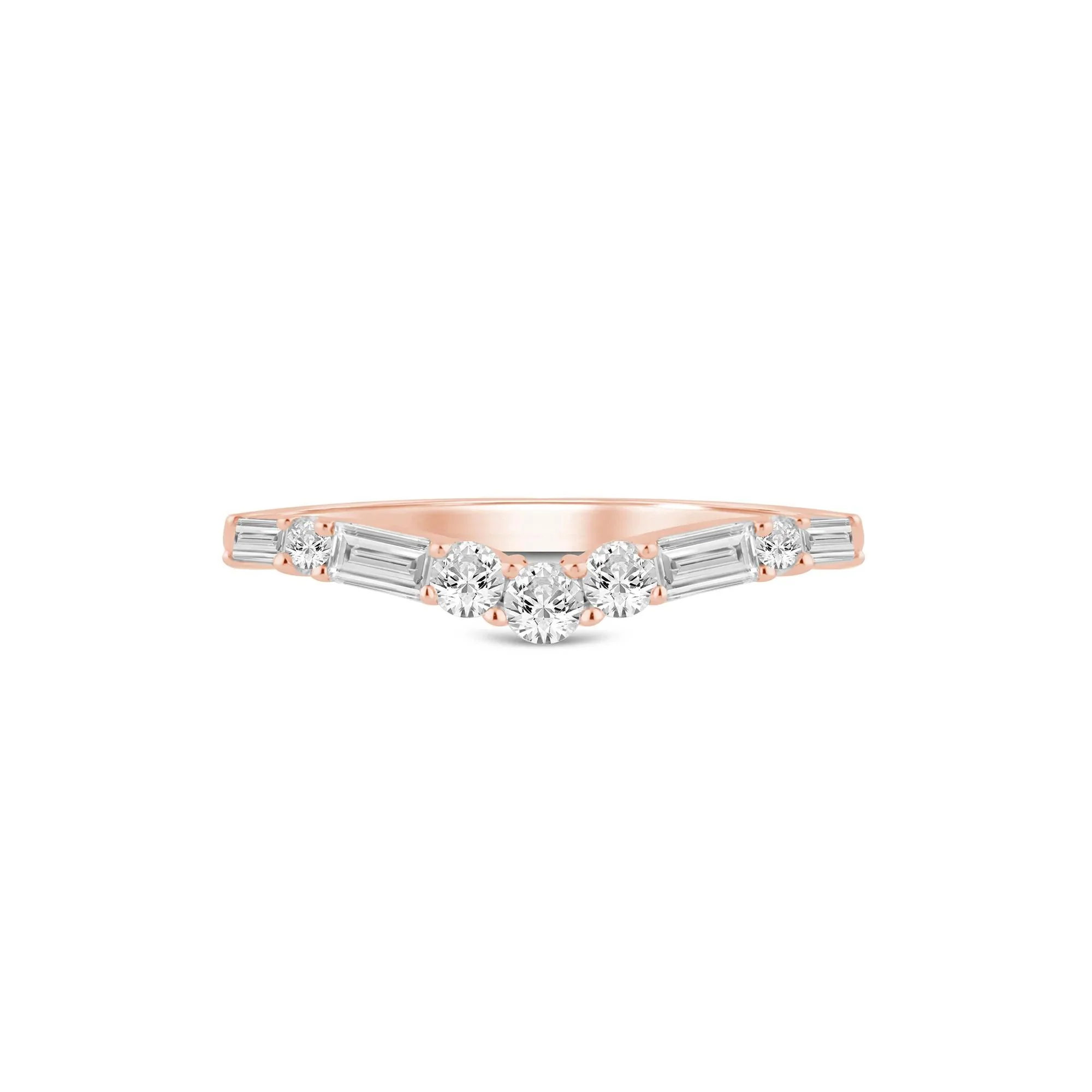 1/3 CT. Tw. Lab Grown Diamond Contour Band Ring 14K Rose Gold Size 5