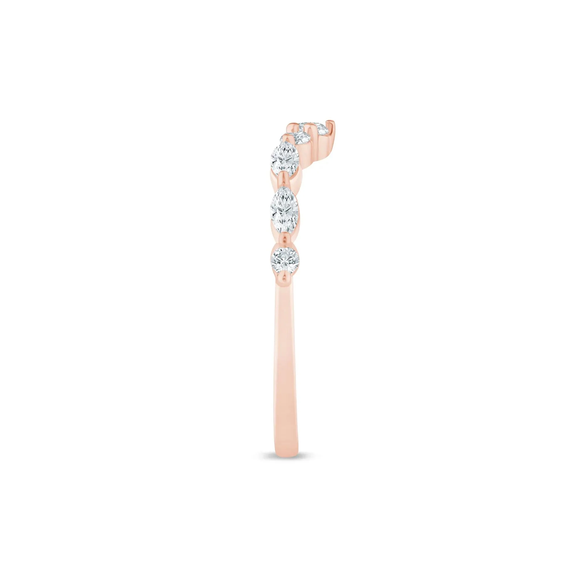 3/8 CT. Tw. Lab Grown Diamond Round and Marquise Contour Band Ring 14K Rose Gold Size 5 1.5mm - Image 3