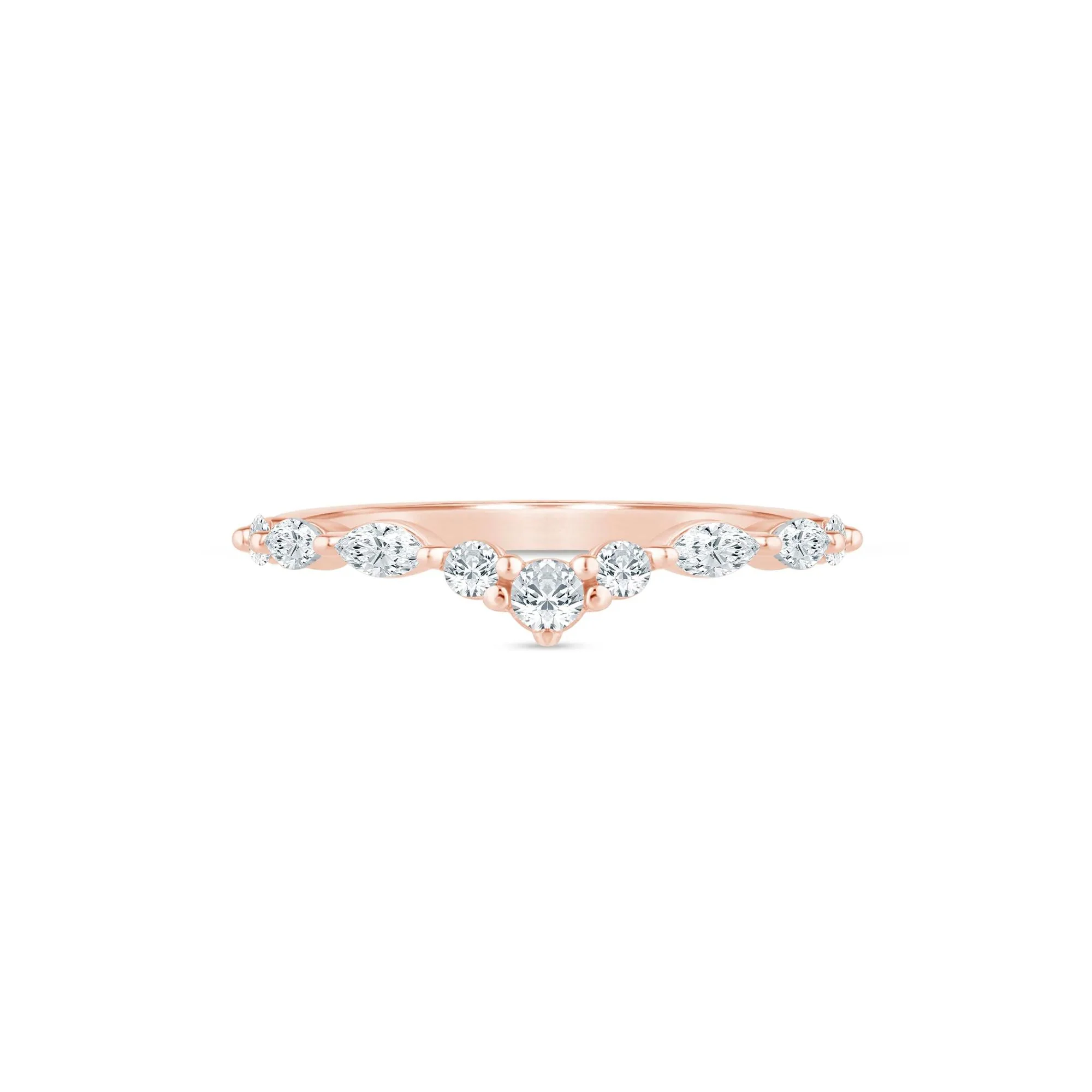 3/8 CT. Tw. Lab Grown Diamond Round and Marquise Contour Band Ring 14K Rose Gold Size 5.5 1.5mm