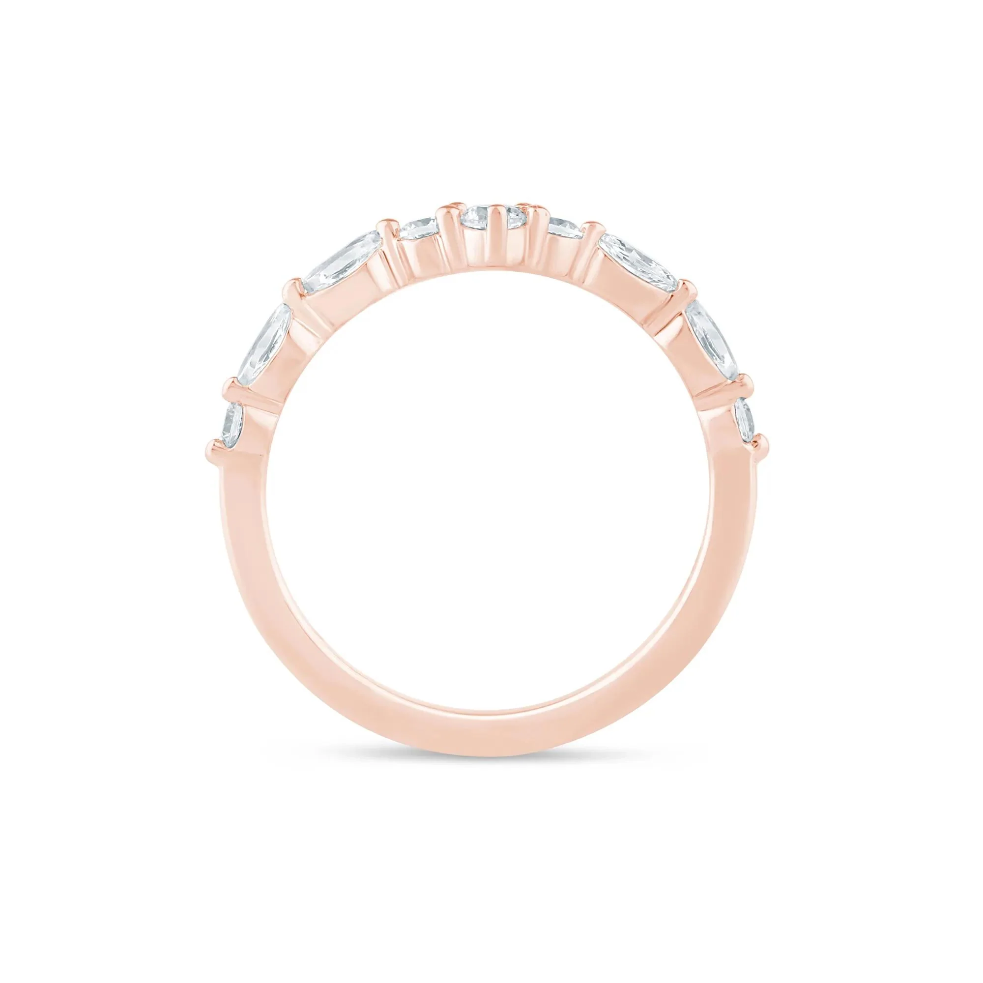 3/8 CT. Tw. Lab Grown Diamond Round and Marquise Contour Band Ring 14K Rose Gold Size 8.5 1.5mm - Image 2