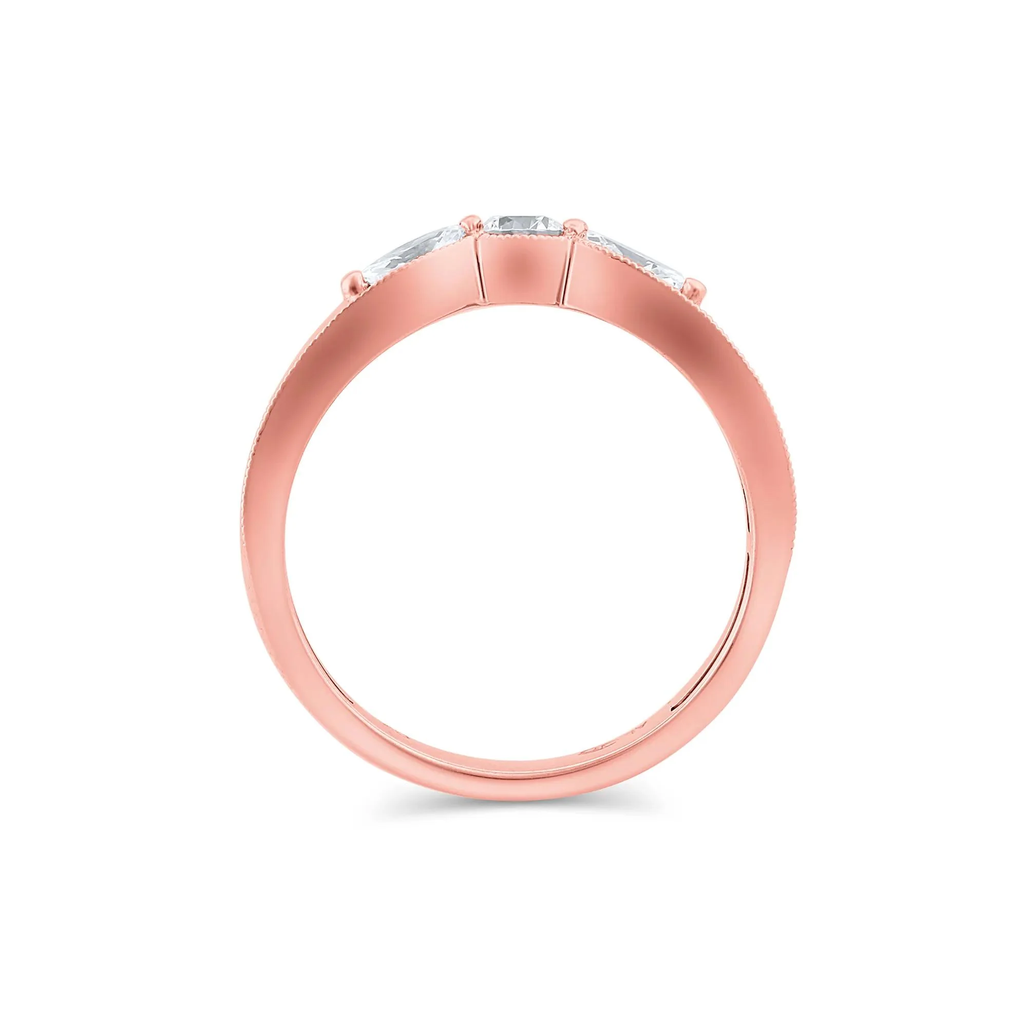1/2 CT. Tw. Lab Grown Diamond Contour Band Ring 14K Rose Gold Round Brilliant Cut Size 8 - Image 2