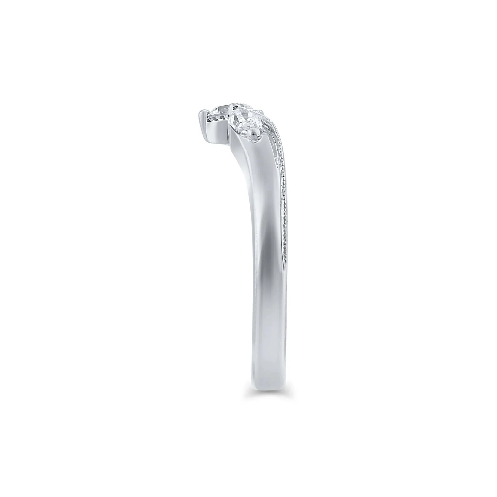 1/2 CT. Tw. Lab Grown Diamond Contour Band Ring 14K White Gold Round Brilliant Cut Size 10 - Image 3