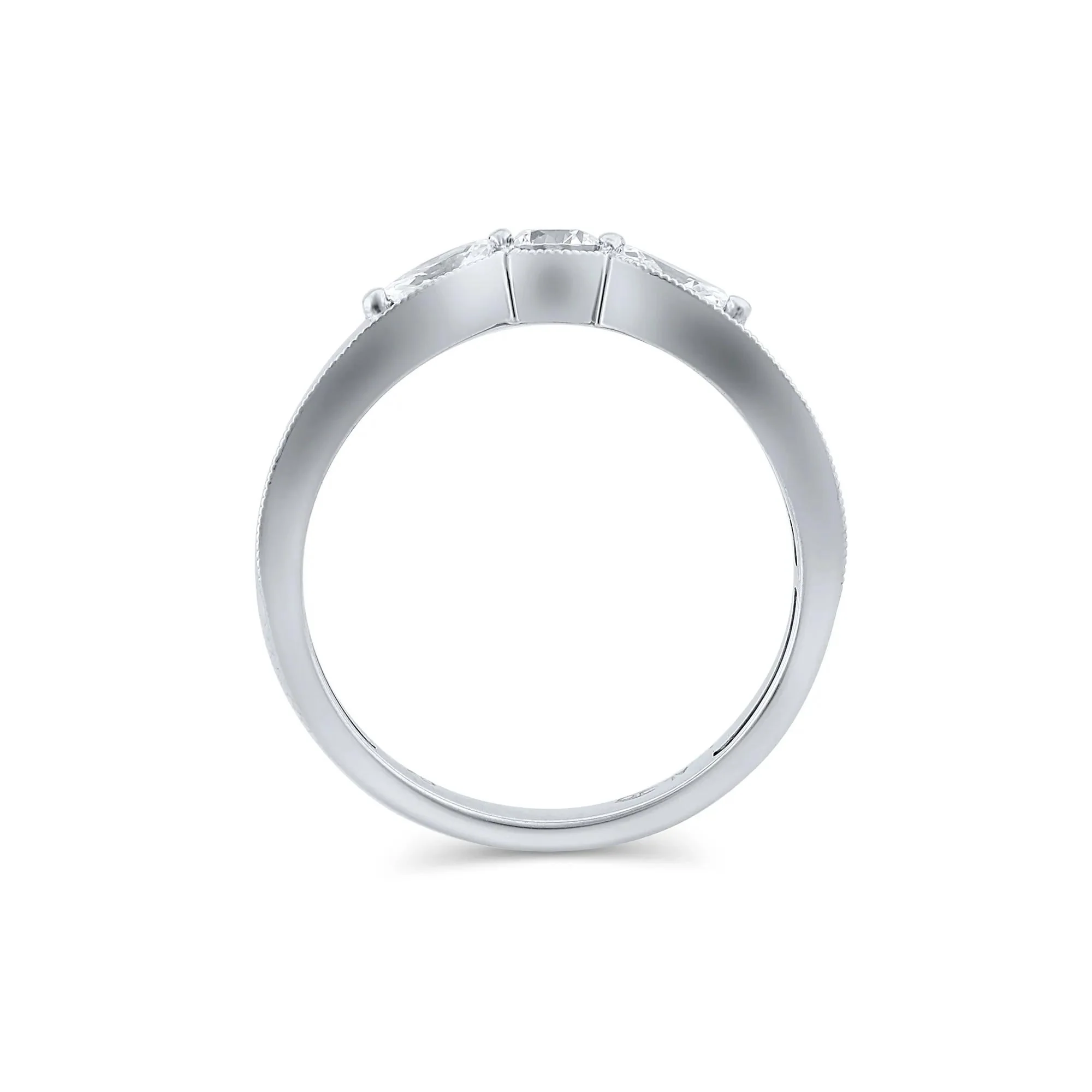 1/2 CT. Tw. Lab Grown Diamond Contour Band Ring 14K White Gold Round Brilliant Cut Size 5 - Image 2