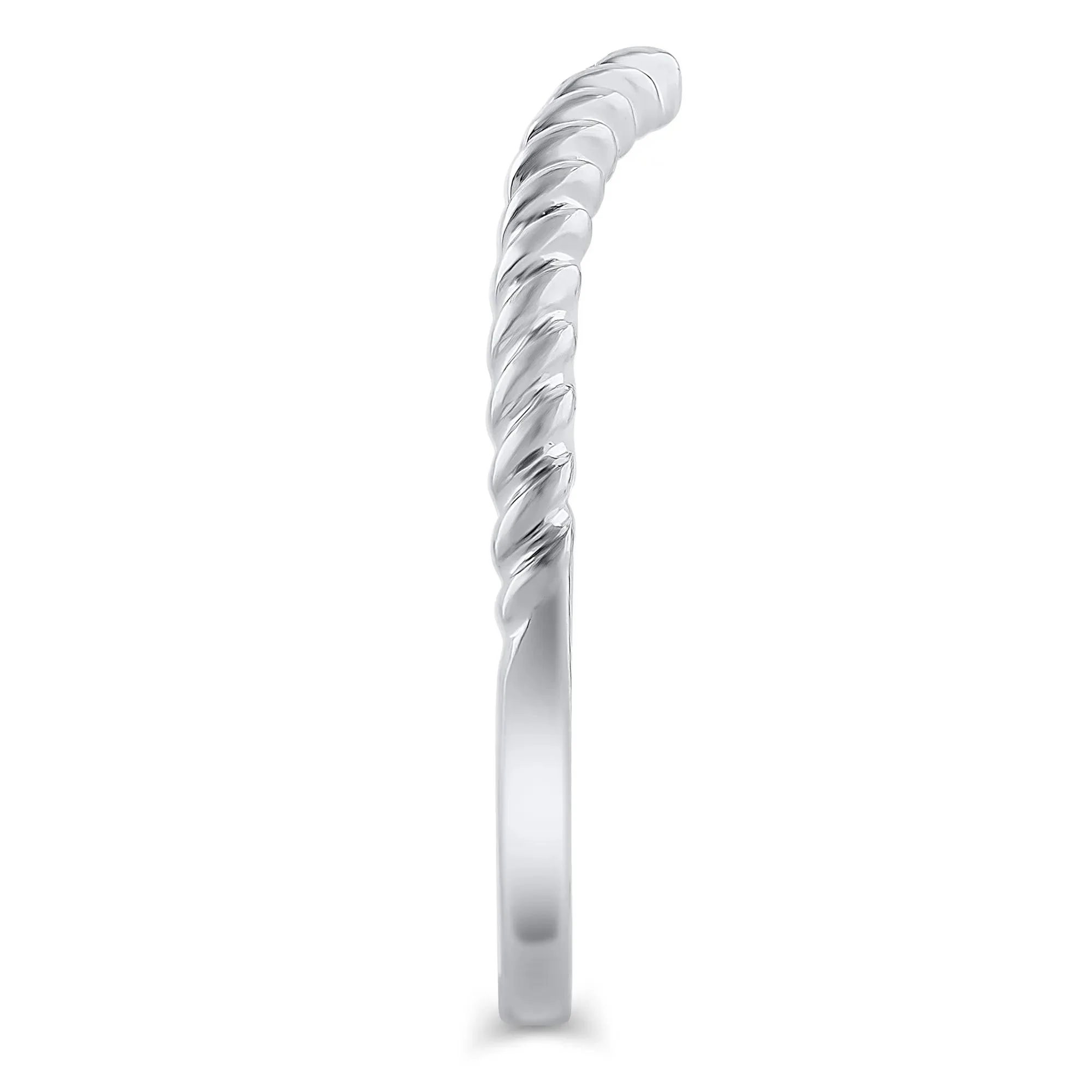 Chevron Twist Band Ring 14K White Gold Size 6 5.5mm - Image 3