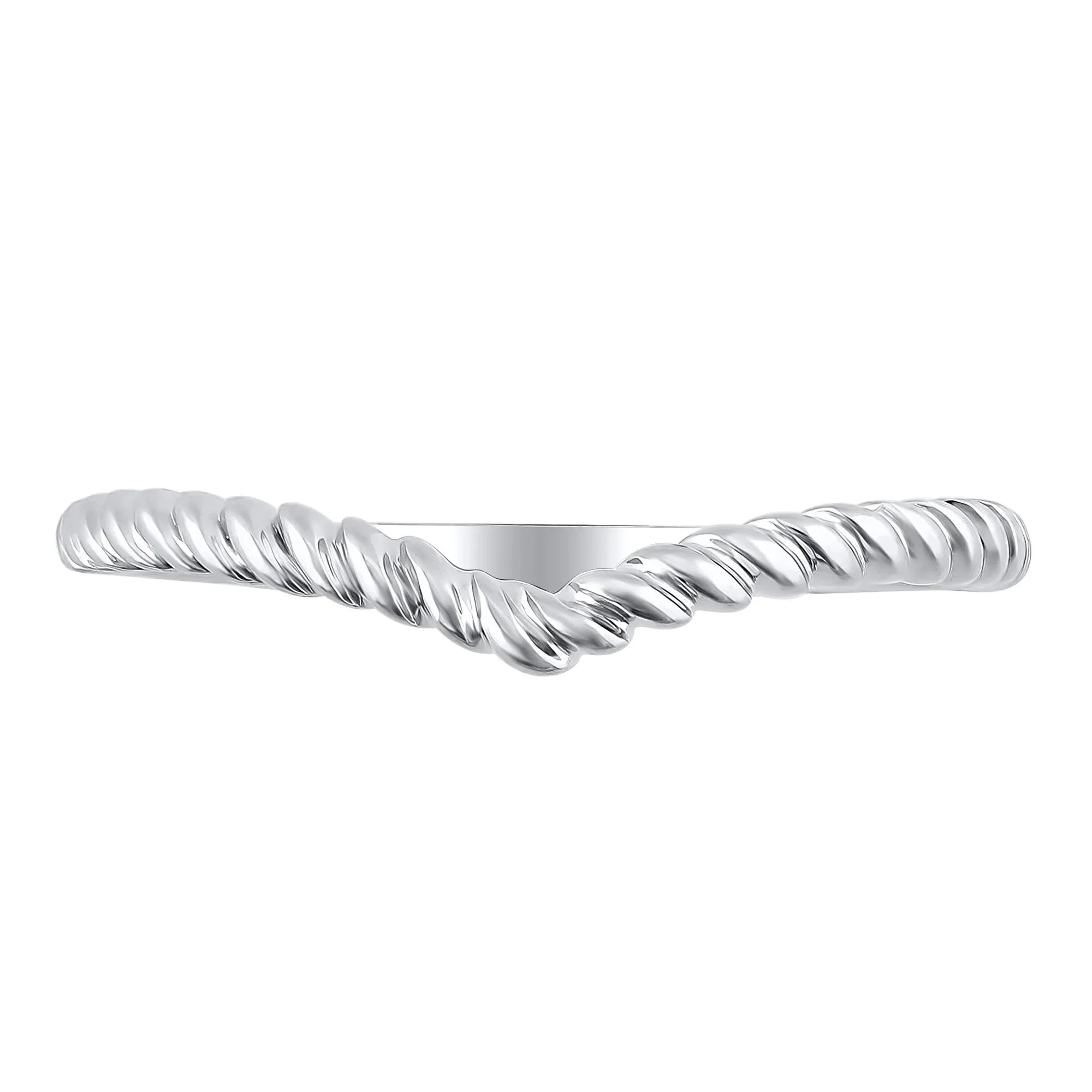 Chevron Twist Band Ring 14K White Gold Size 7.5.5mm