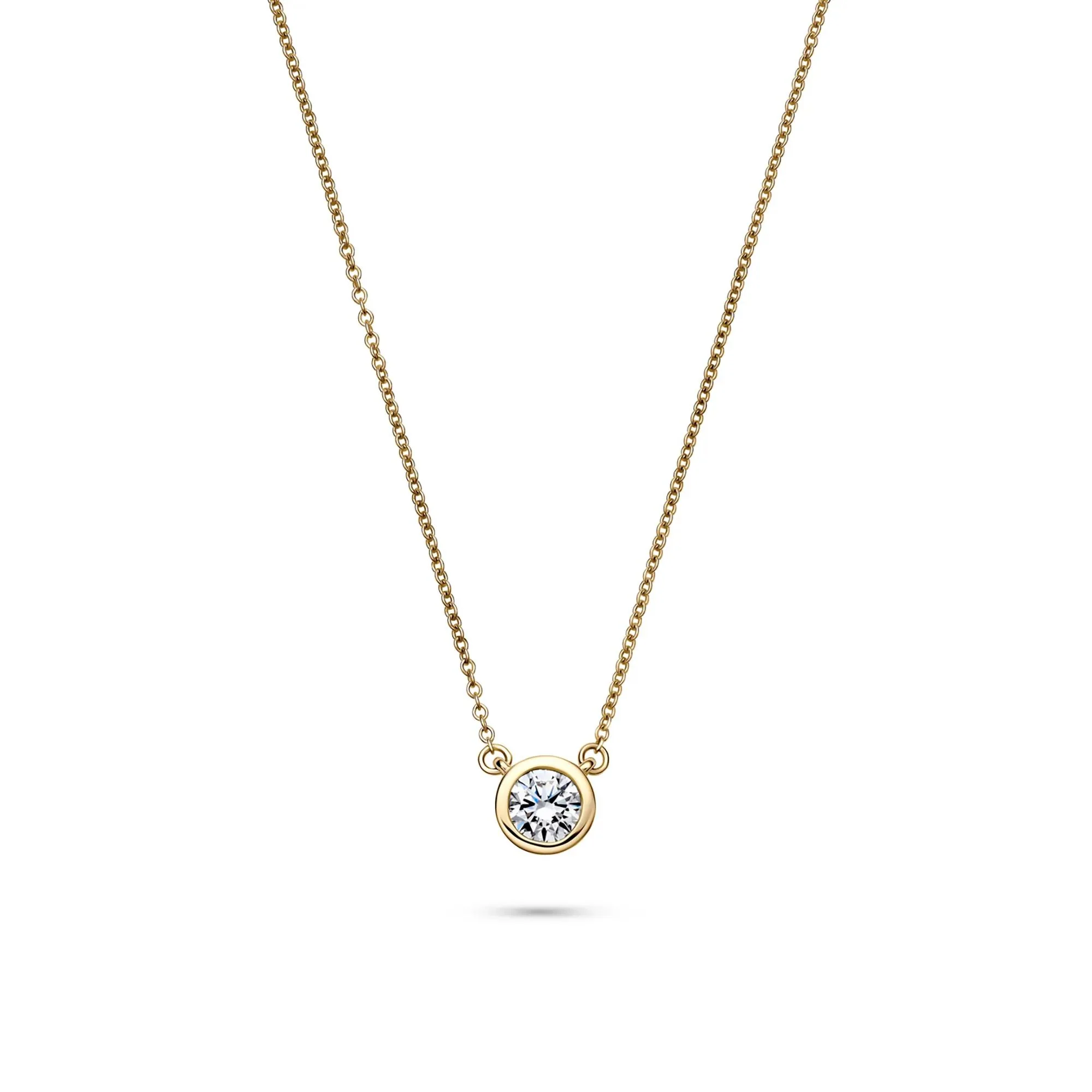 1/2 CT. Tw. Lab Grown Diamond Bezel-Set Solitaire Pendant Necklace 14K Yellow Gold Size 17"