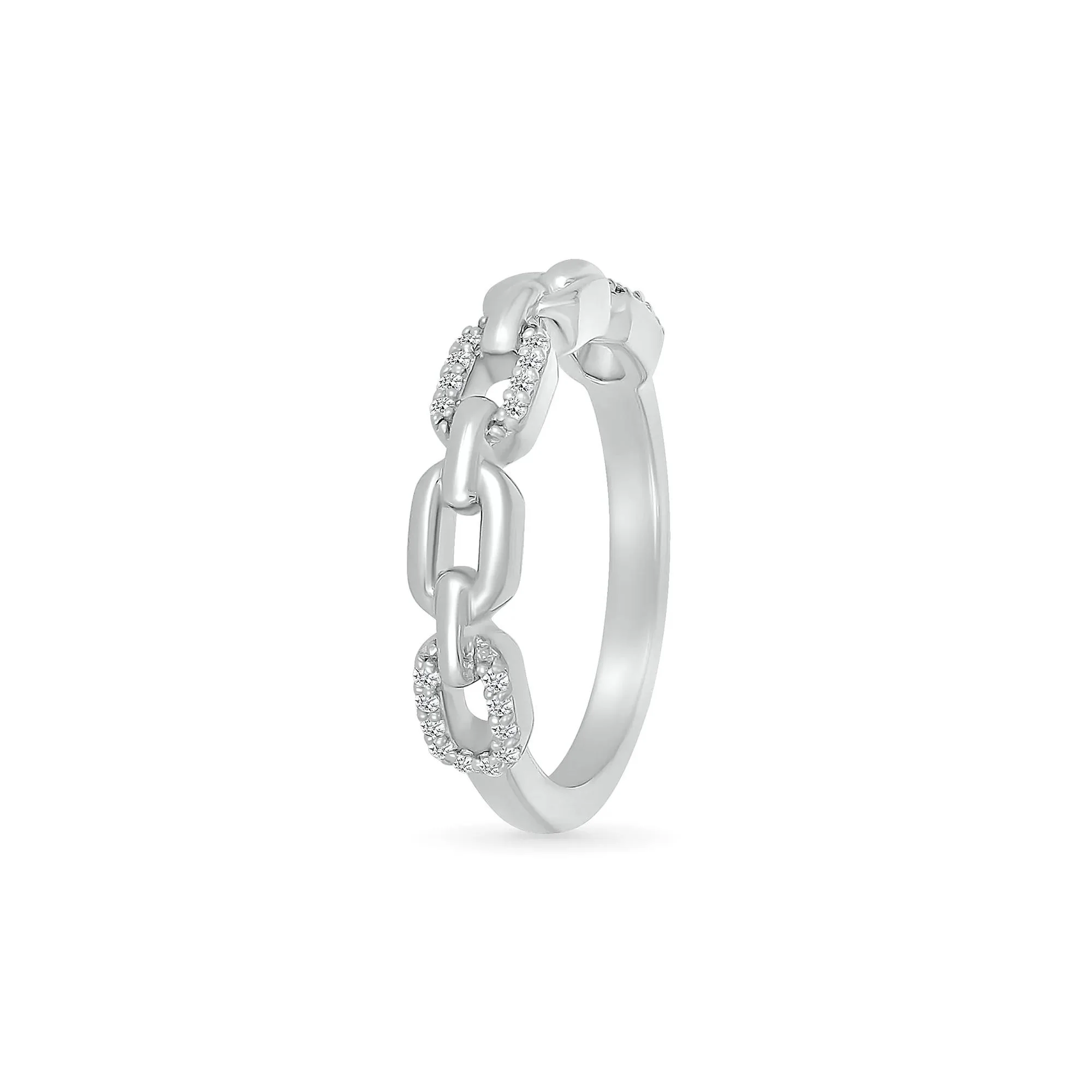 1/8 CT. Tw. Diamond Chain Link Band Ring .925 Sterling Silver White Size 10 - Image 5