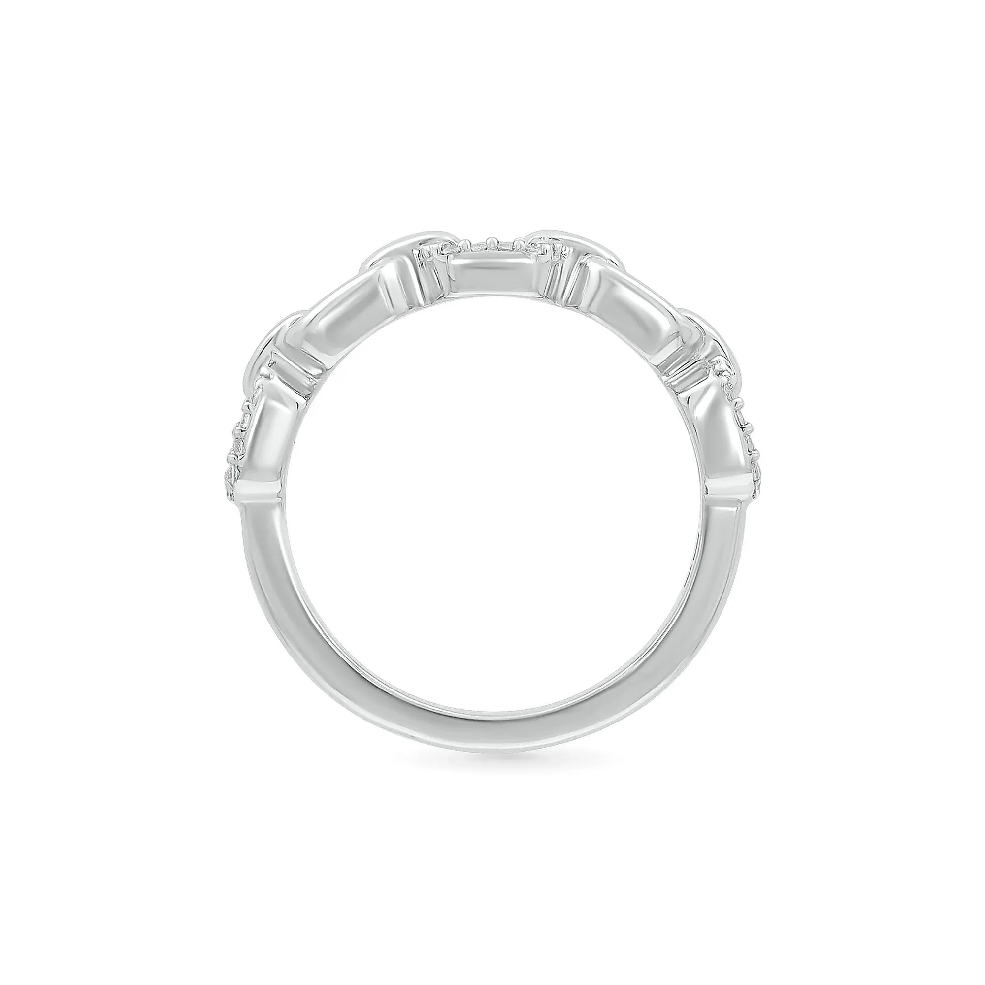 1/8 CT. Tw. Diamond Chain Link Band Ring .925 Sterling Silver White Size 8.5 - Image 2