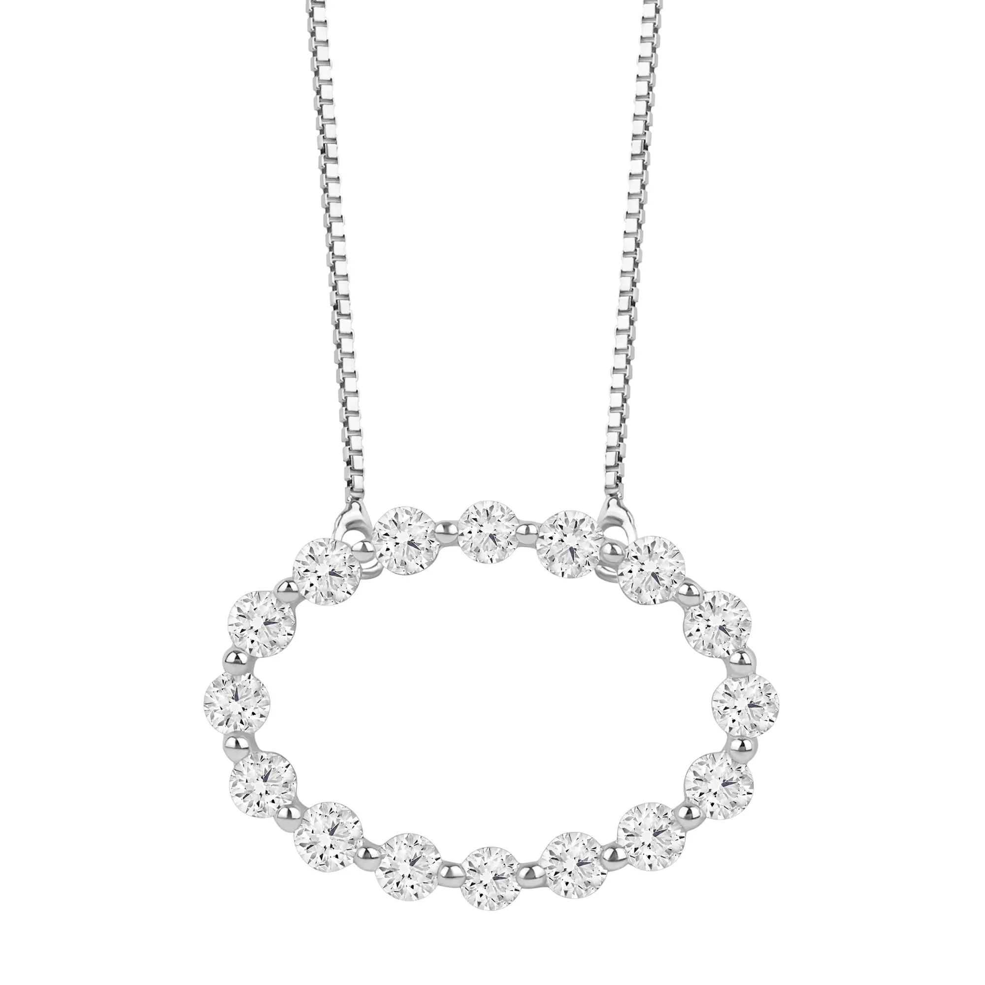 1/3 CT. Tw. Lab Grown Diamond Oval Pendant Necklace 14K White Gold Size 18"