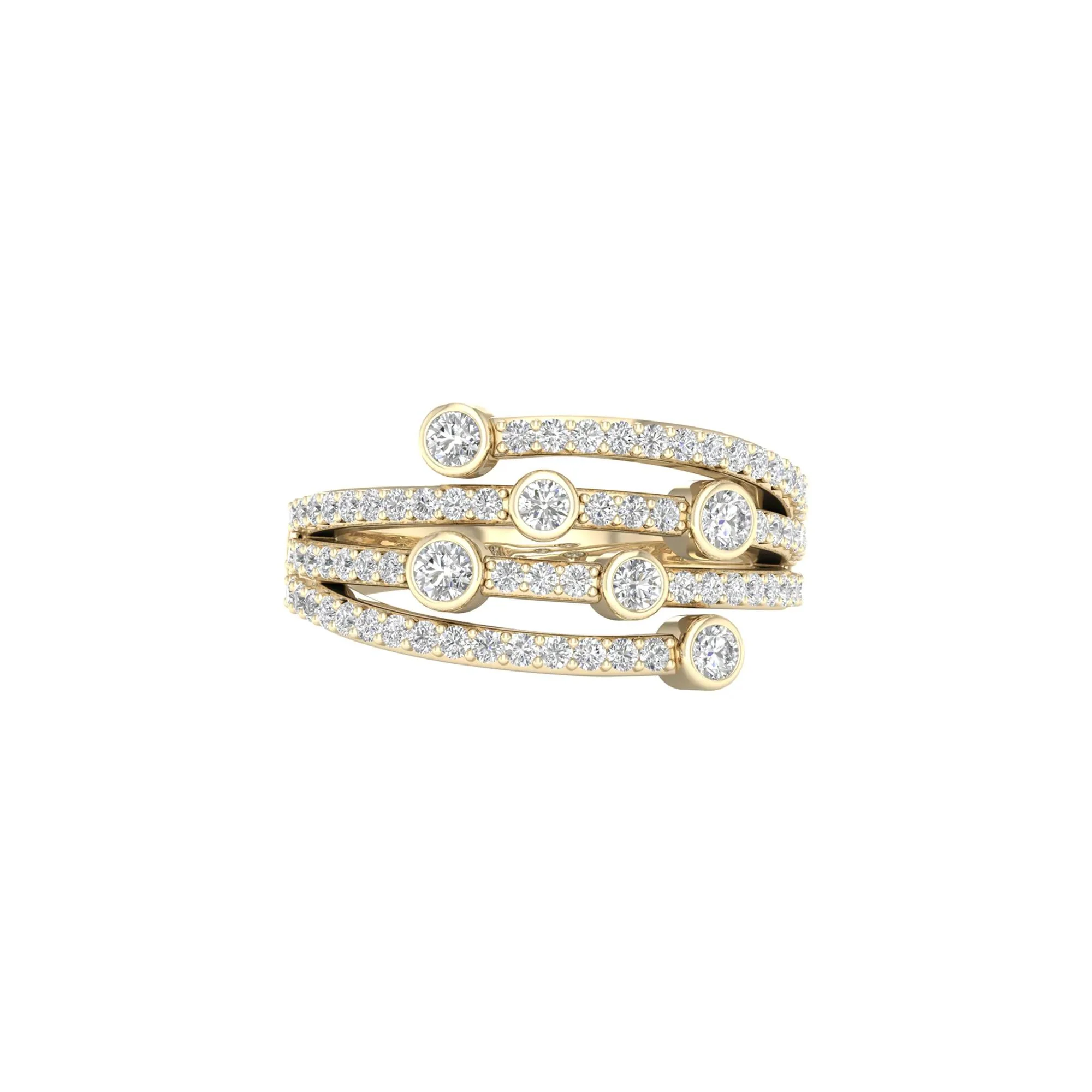 3/4 CT. Tw. Diamond Bezel Wrap Ring 10K Yellow Gold Size 6.5 2mm