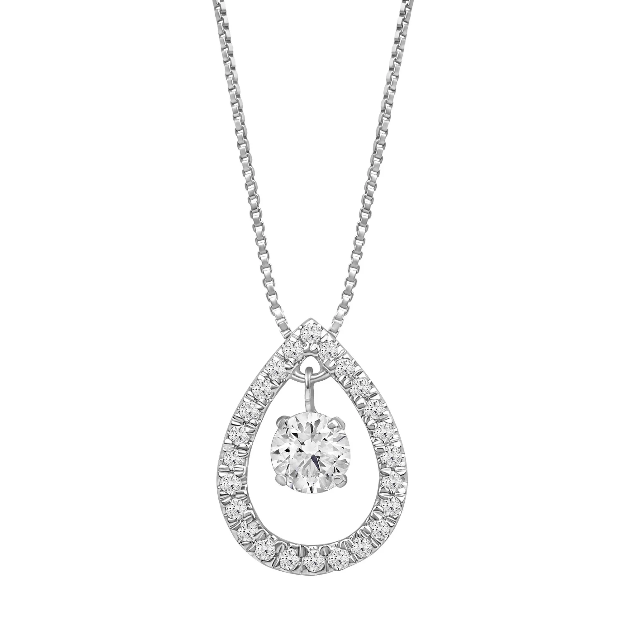 1/4 CT. Tw. Lab Grown Diamond Pear-Shaped Pendant Necklace 14K White Gold Size 18"