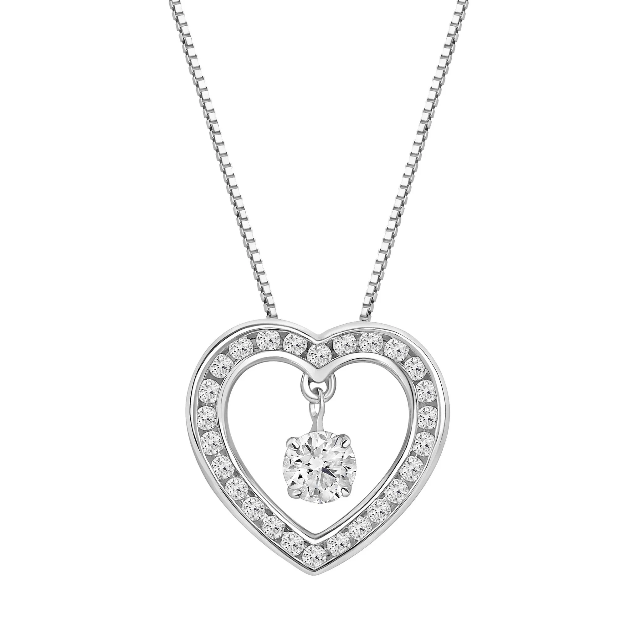 1/3 CT. Tw. Lab Grown Diamond Heart-Shaped Pendant Necklace 14K White Gold Size 18"