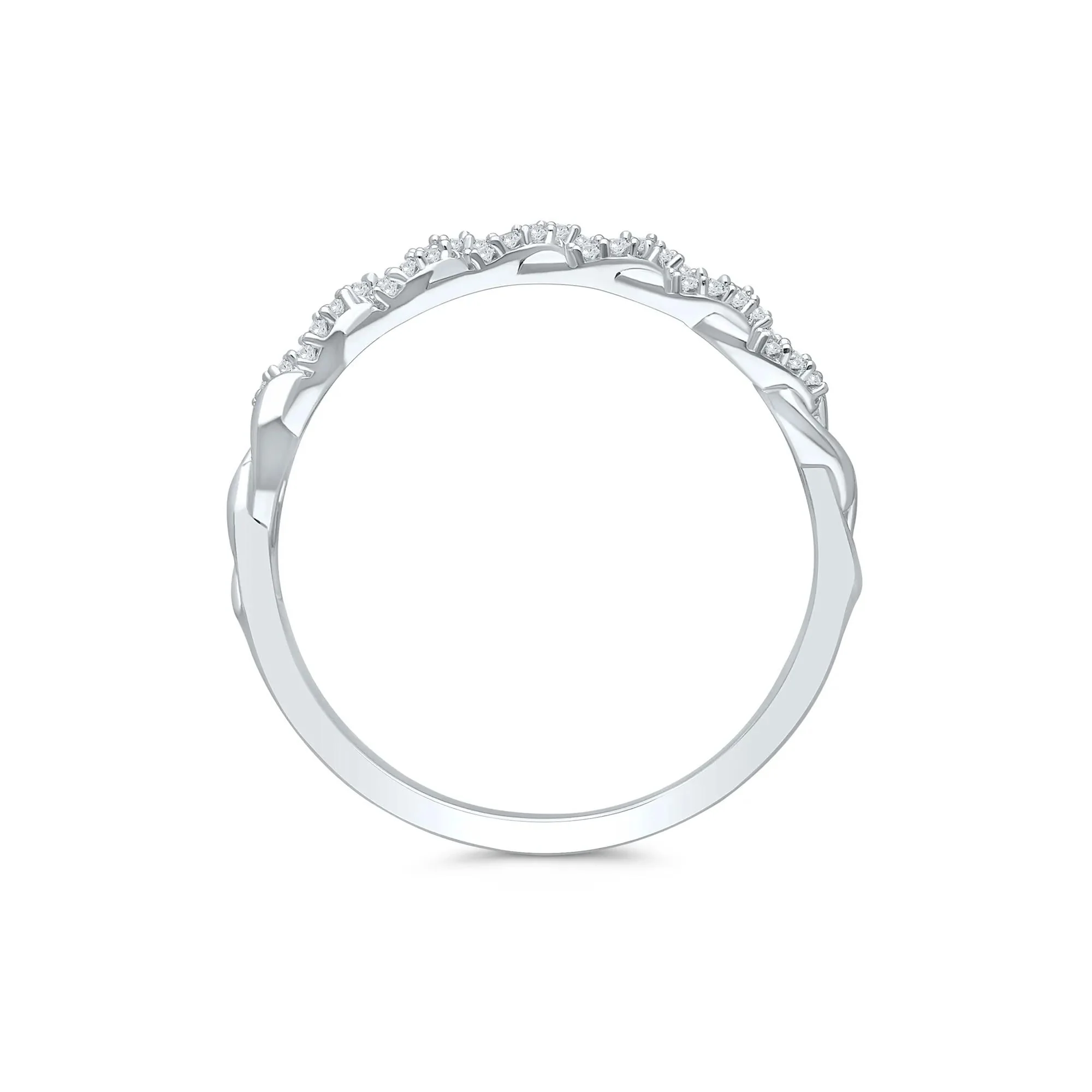 Diamond Accent Chain Link Band Ring .925 Sterling Silver White Size 6.5 - Image 2