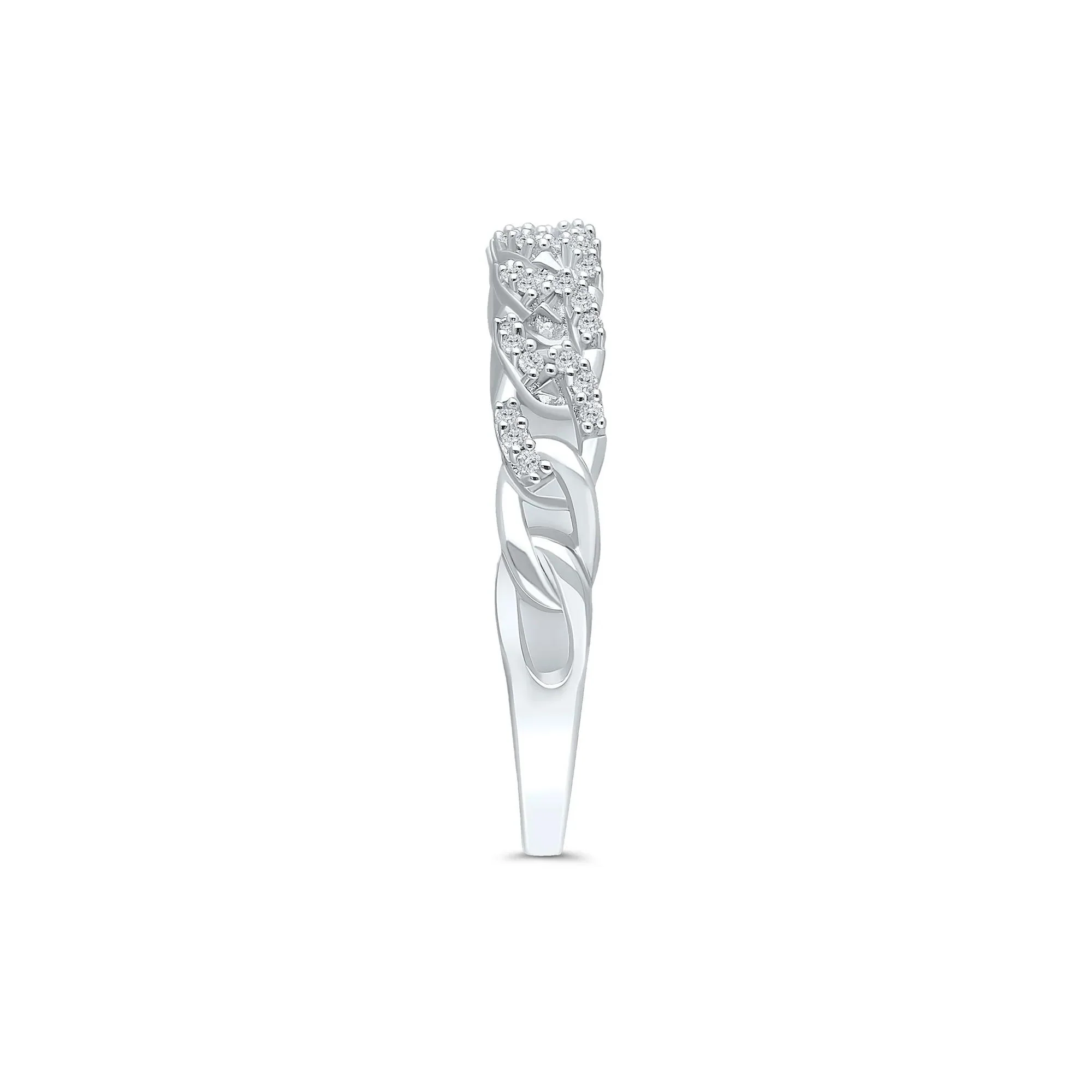 Diamond Accent Chain Link Band Ring .925 Sterling Silver White Size 6.5 - Image 3
