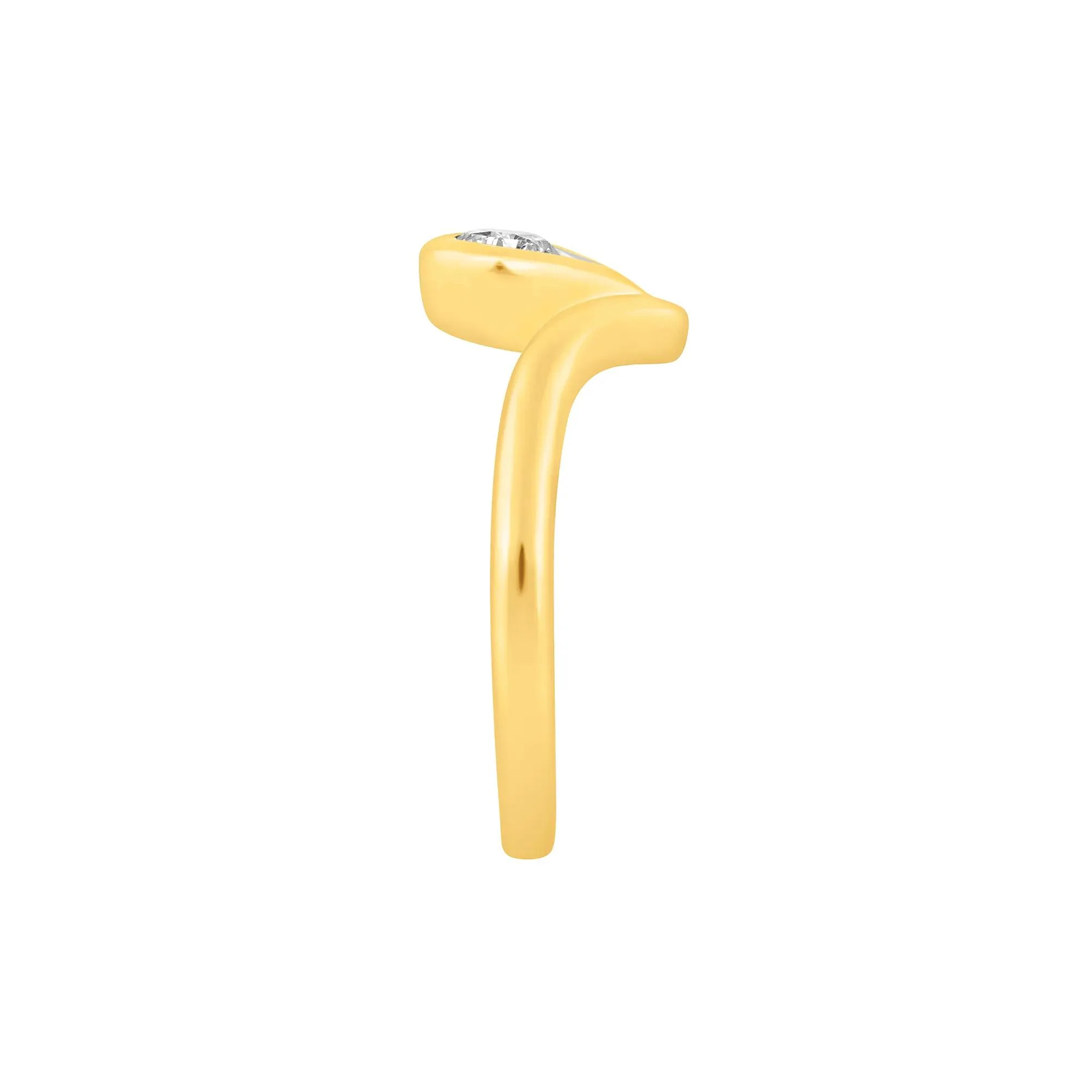 1/3 CT. Tw. Lab Grown Diamond Chevron Teardrop Ring 14K Yellow Gold Round Brilliant Cut Size 7 2mm - Image 3