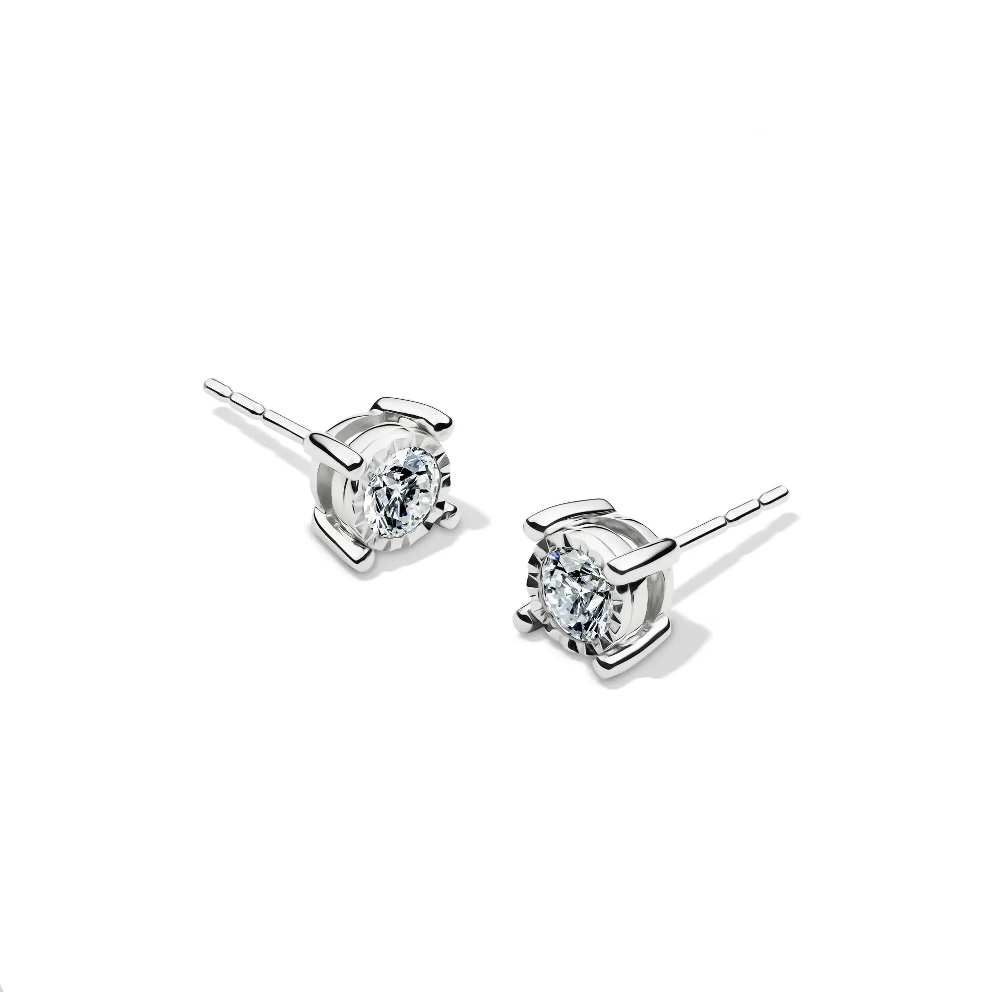 1/2 CT. Tw. Lab Grown Diamond Round Illusion Stud Earrings 10K White Gold Size 5.90mm