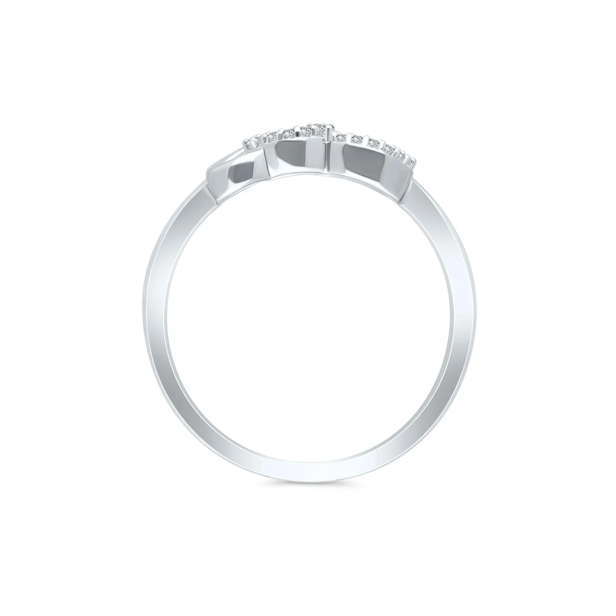 1/10 CT. Tw. Diamond Interlocking Heart Ring .925 Sterling Silver White Size 6 - Image 2