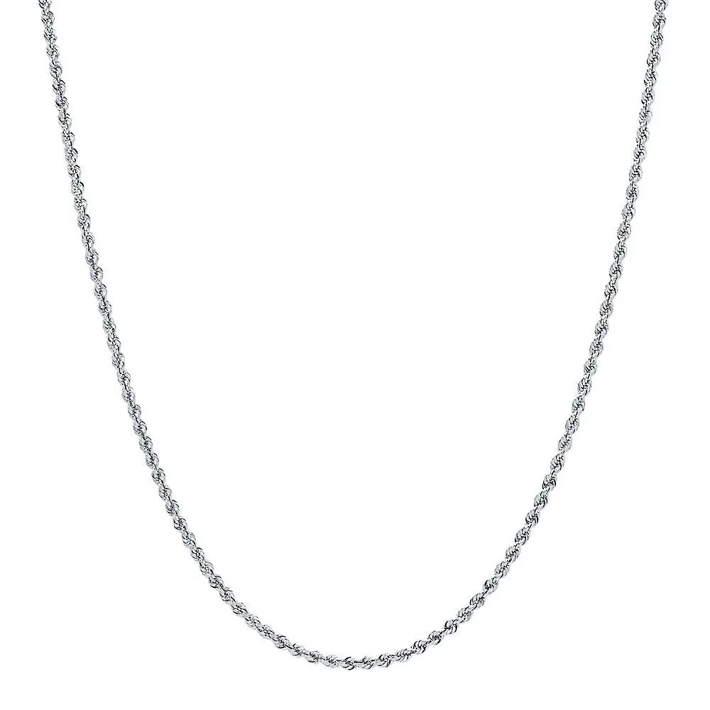 Hollow Rope Chain 14K White Gold Necklace Size 18"