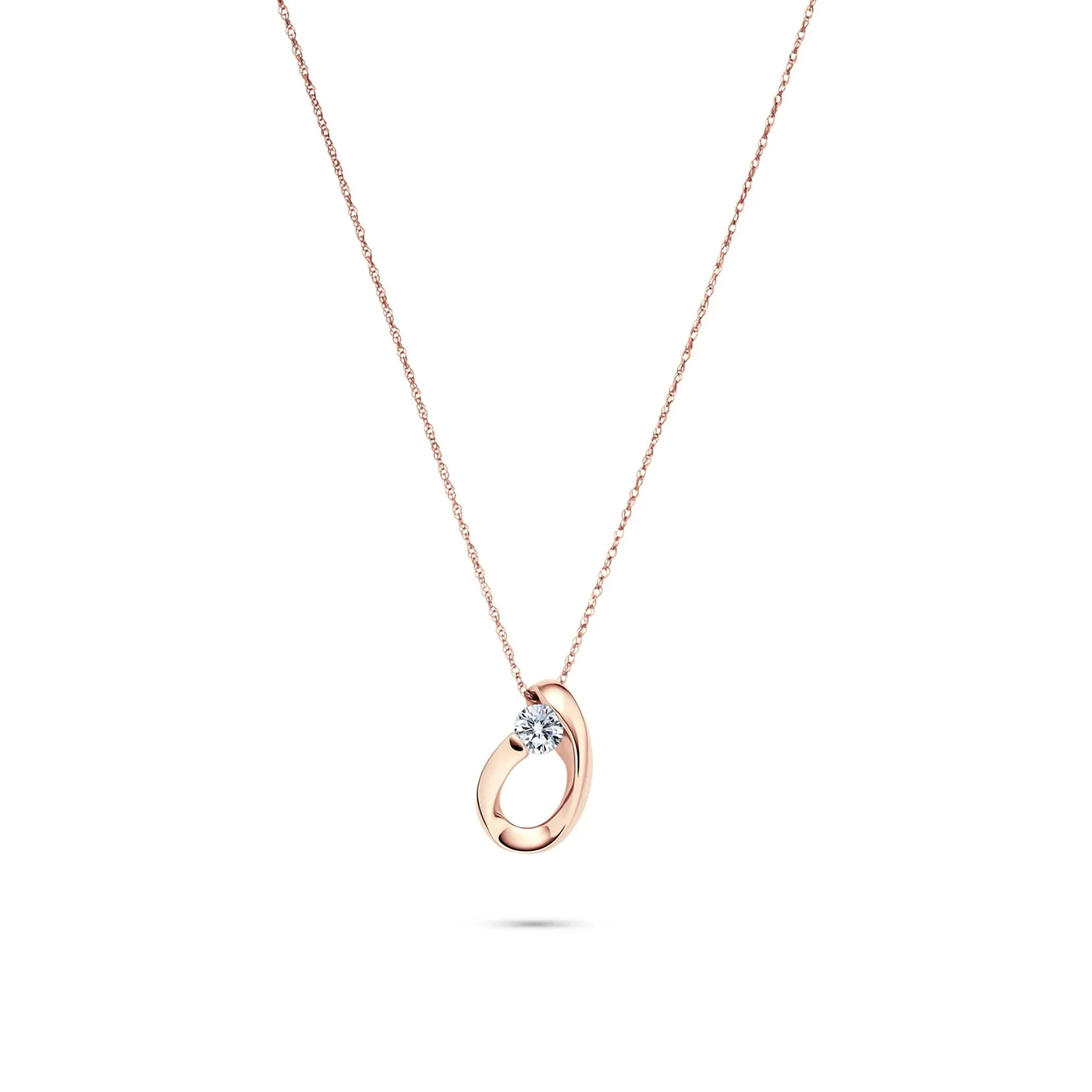 1/4 CT. Tw. Lab Grown Diamond Solitaire Pendant Necklace 14K Rose Gold Size 18"