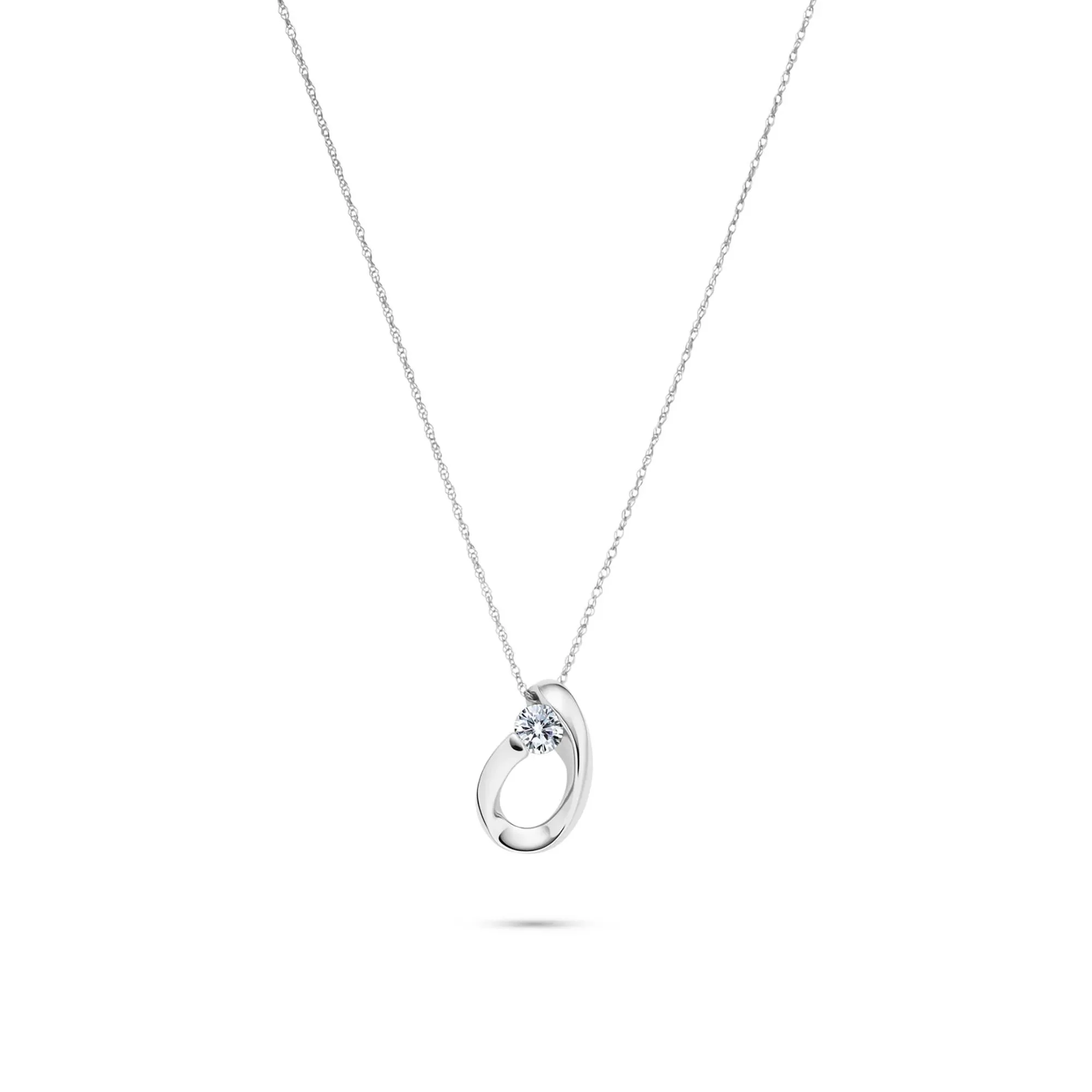 1/4 CT. Tw. Lab Grown Diamond Solitaire Pendant Necklace 14K White Gold Size 18"