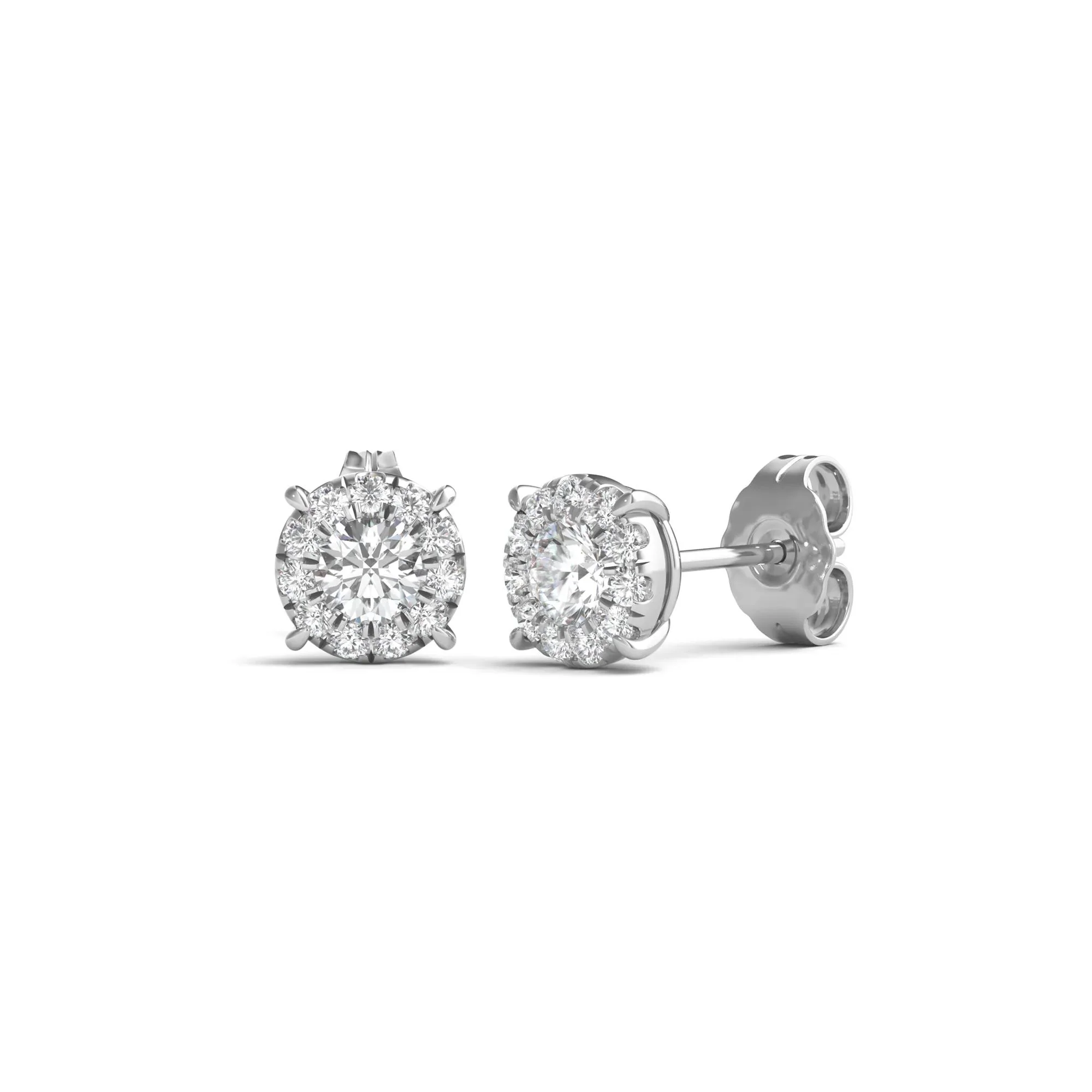 1/2 CT. Tw. Lab Grown Diamond Round Halo Earrings 14K White Gold Size 6.40mm
