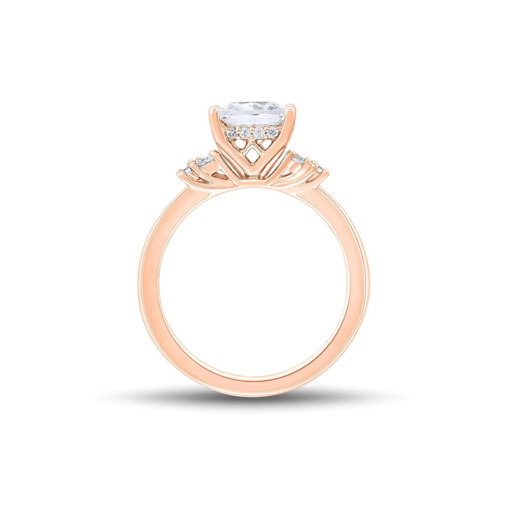 2 1/4 CT. Tw. Princess-Cut Lab Grown Diamond Ring 14K Rose Gold Round Brilliant Cut Size 9.5 1mm - Image 2