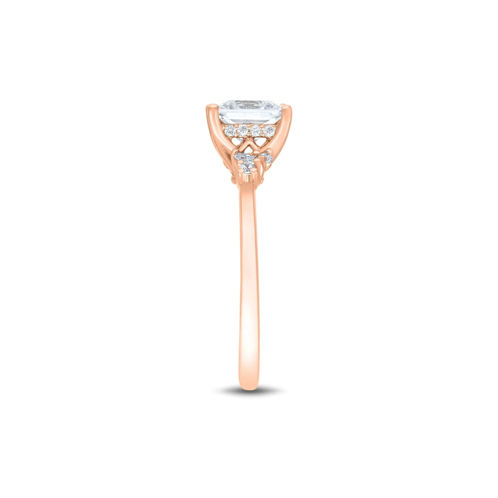 2 1/4 CT. Tw. Princess-Cut Lab Grown Diamond Ring 14K Rose Gold Round Brilliant Cut Size 9.5 1mm - Image 3