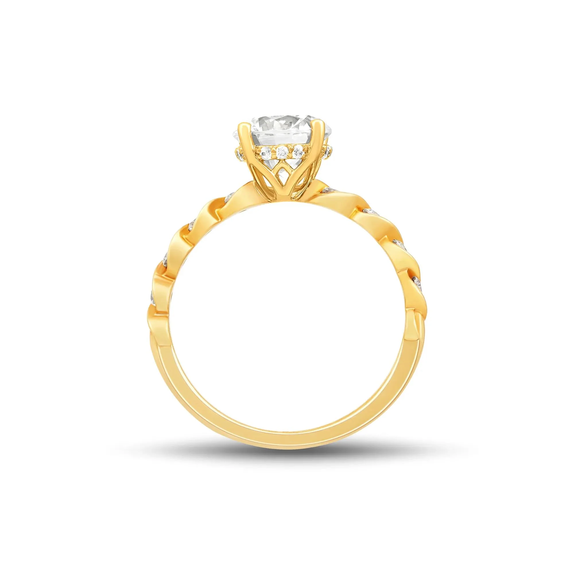 1 3/4 CT. Tw. Round Lab Grown Diamond Twist Shank Engagement Ring 14K Yellow Gold Size 8 1.5mm - Image 2