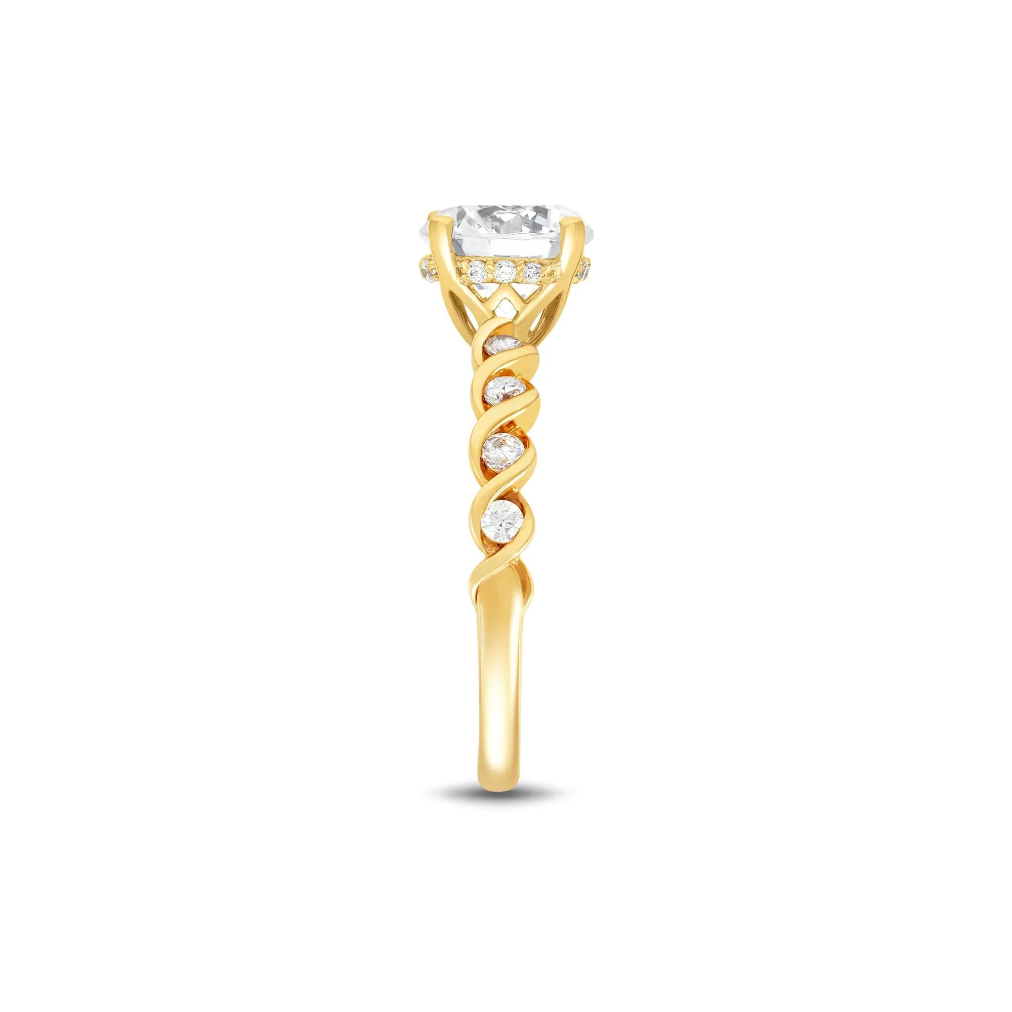 1 3/4 CT. Tw. Round Lab Grown Diamond Twist Shank Engagement Ring 14K Yellow Gold Size 8 1.5mm - Image 3