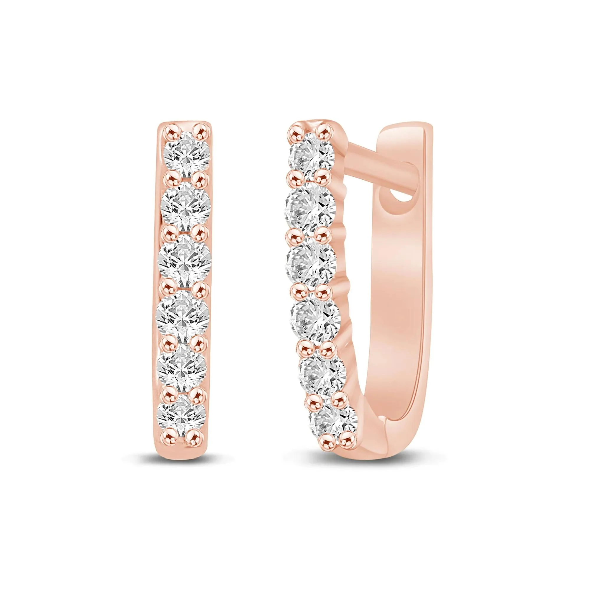 1/4 CT. Tw. Diamond Huggie Earrings 10K Rose Gold Size 20.00mm