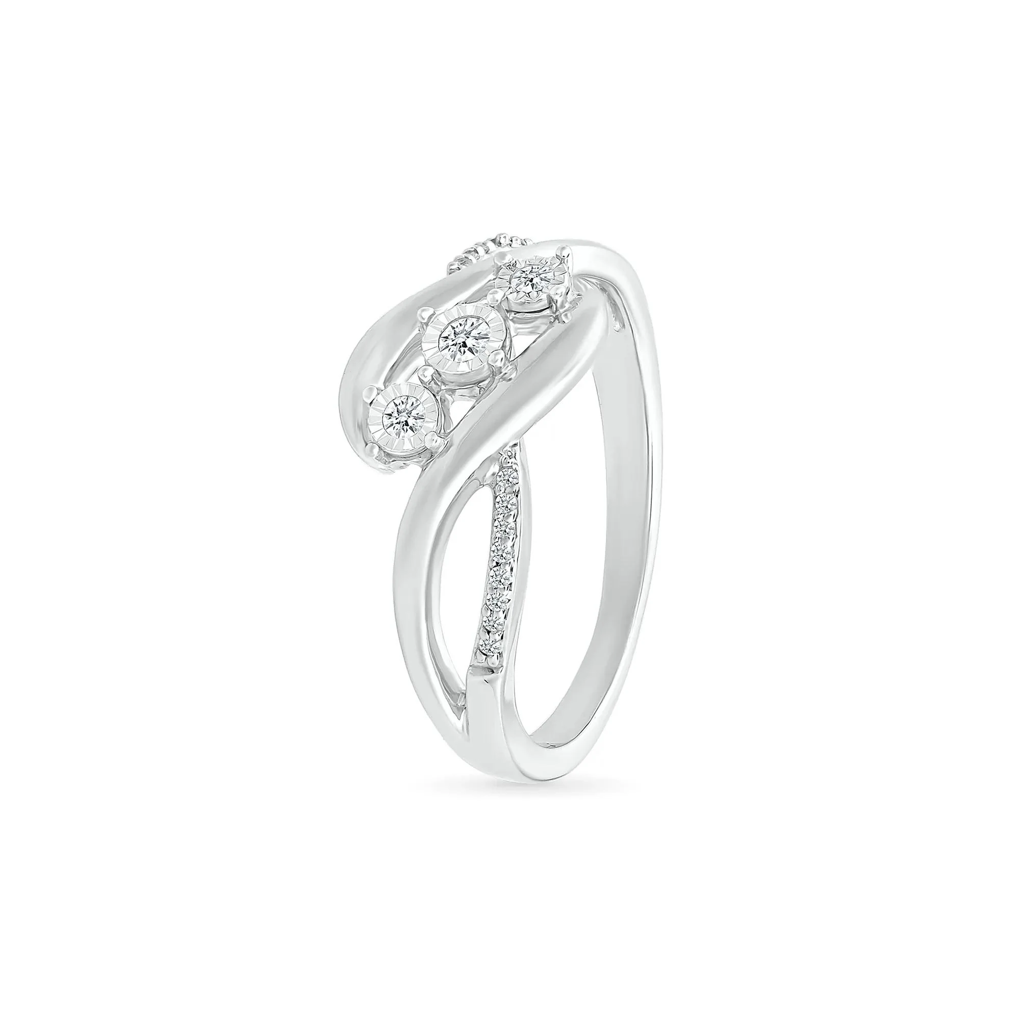 1/8 CT. Tw. Diamond Promise Ring 10K White Gold Round Brilliant Cut Size 6.5 - Image 4