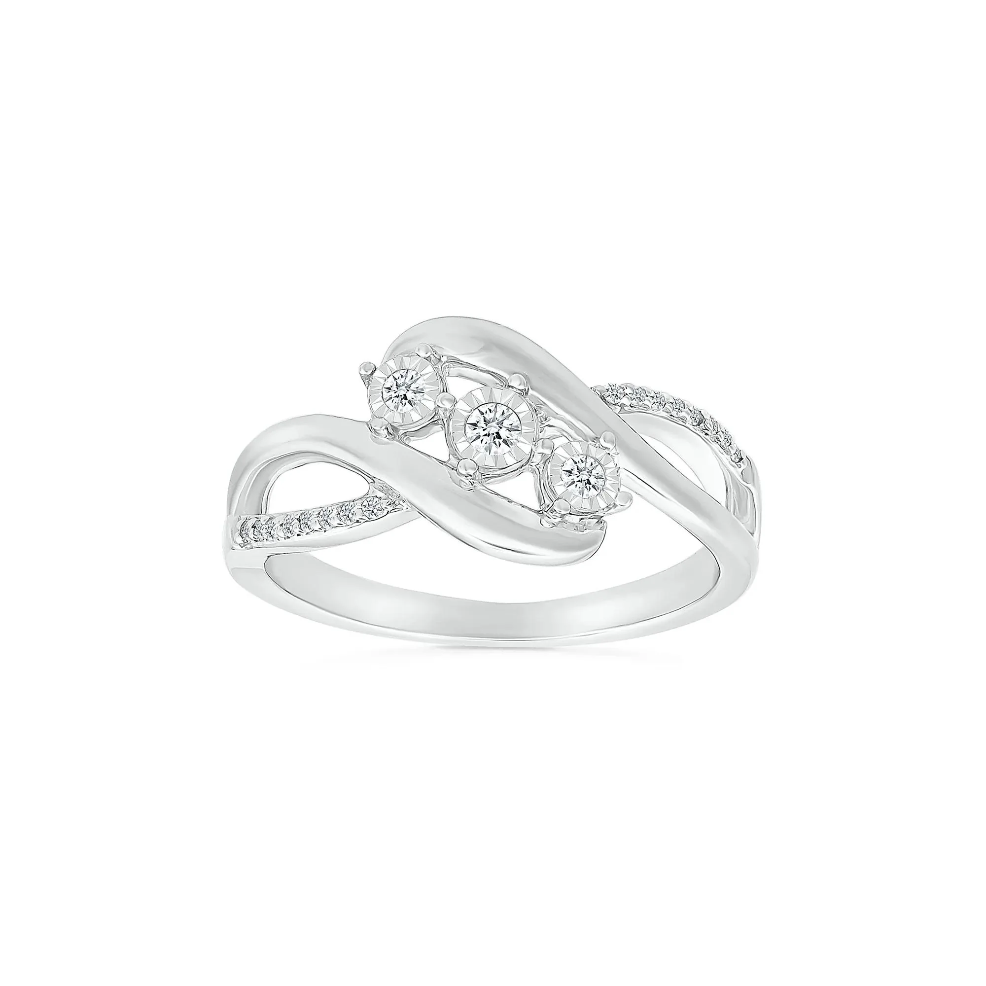 1/8 CT. Tw. Diamond Promise Ring 10K White Gold Round Brilliant Cut Size 7.5