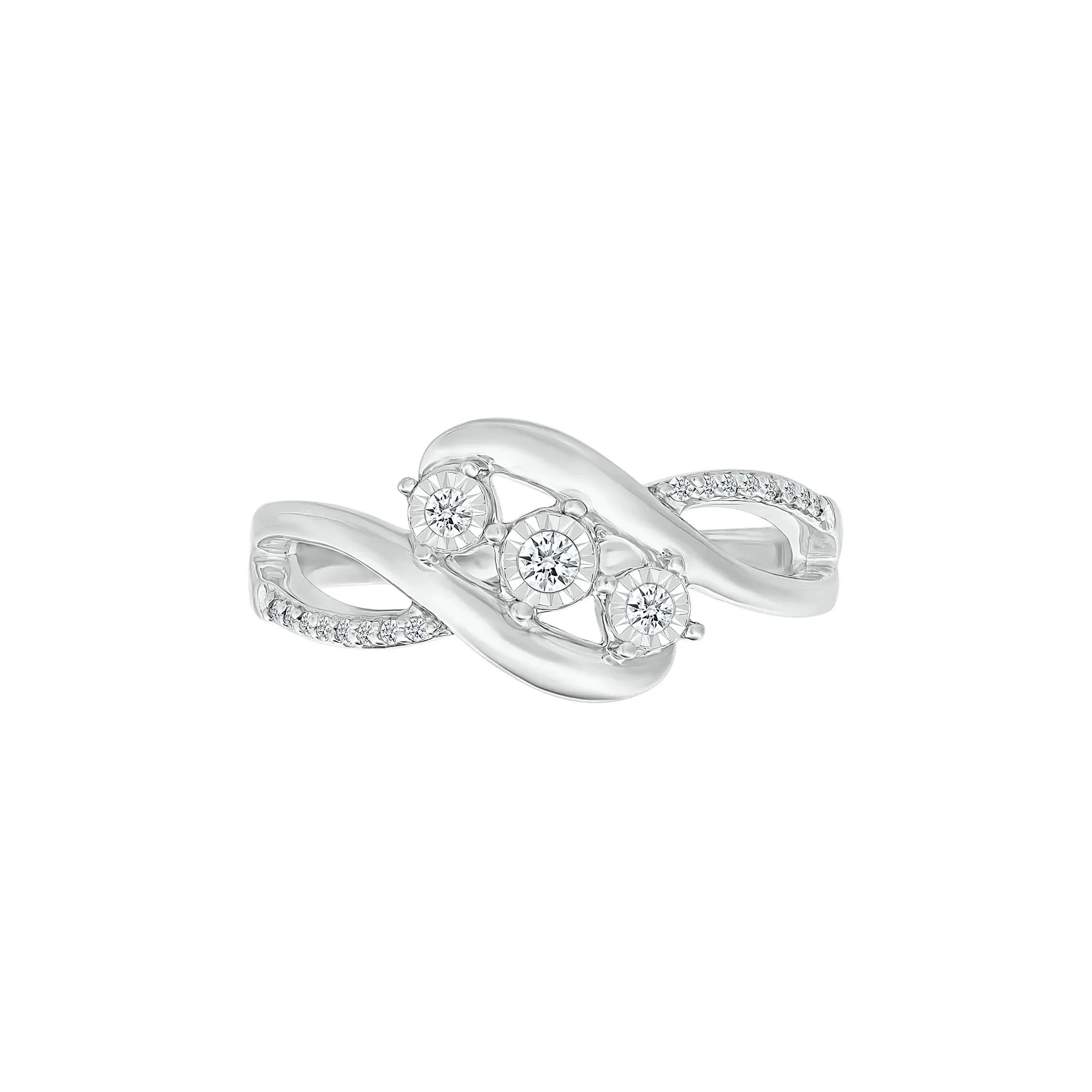 1/8 CT. Tw. Diamond Promise Ring 10K White Gold Round Brilliant Cut Size 8 - Image 5