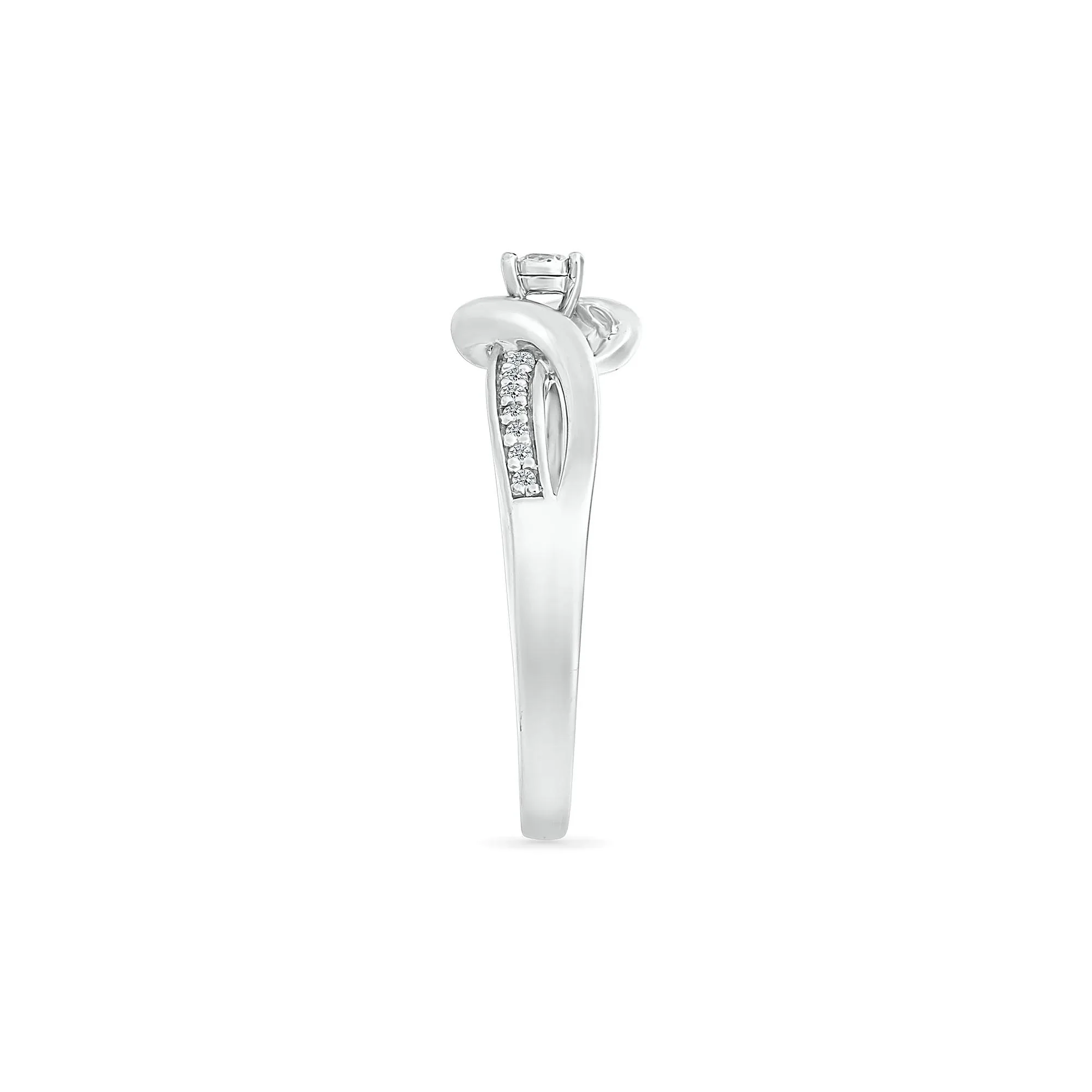 1/8 CT. Tw. Diamond Twist Promise Ring 10K White Gold Round Brilliant Cut Size 6 - Image 3