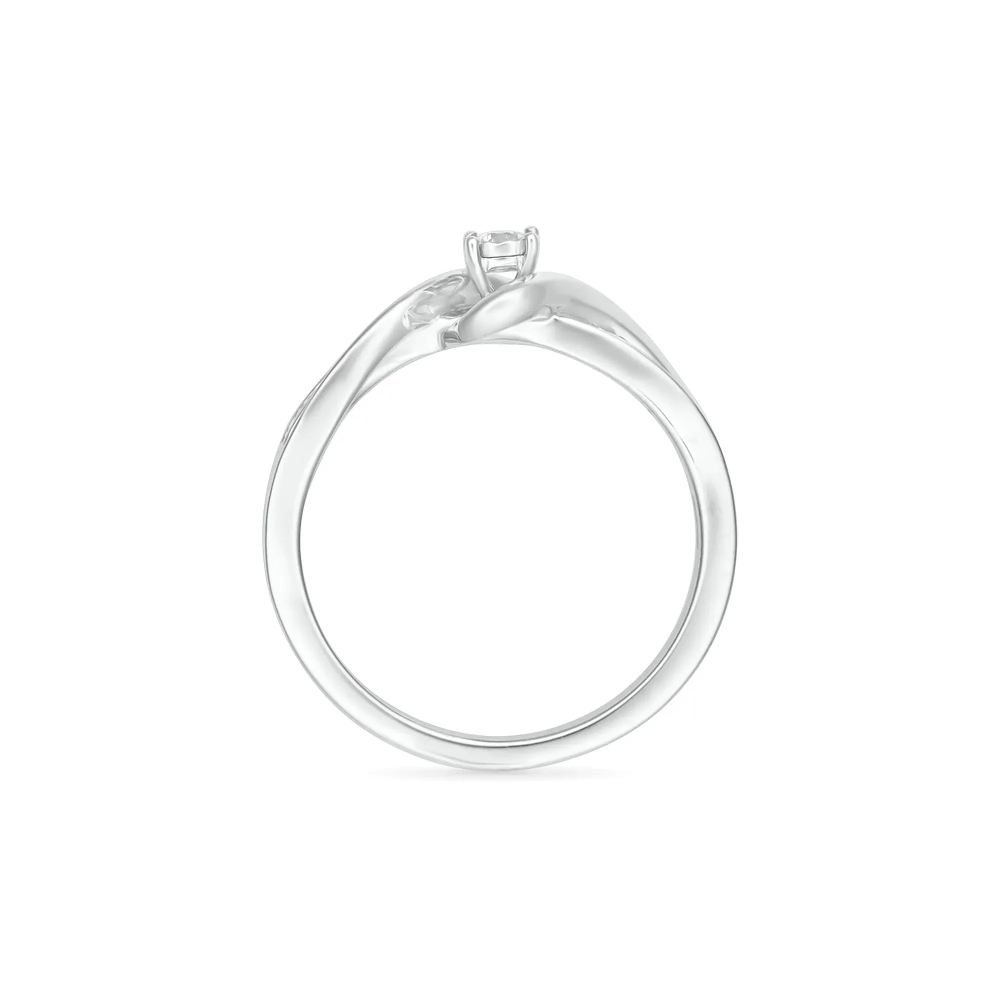 1/8 CT. Tw. Diamond Twist Promise Ring 10K White Gold Round Brilliant Cut Size 8 - Image 2