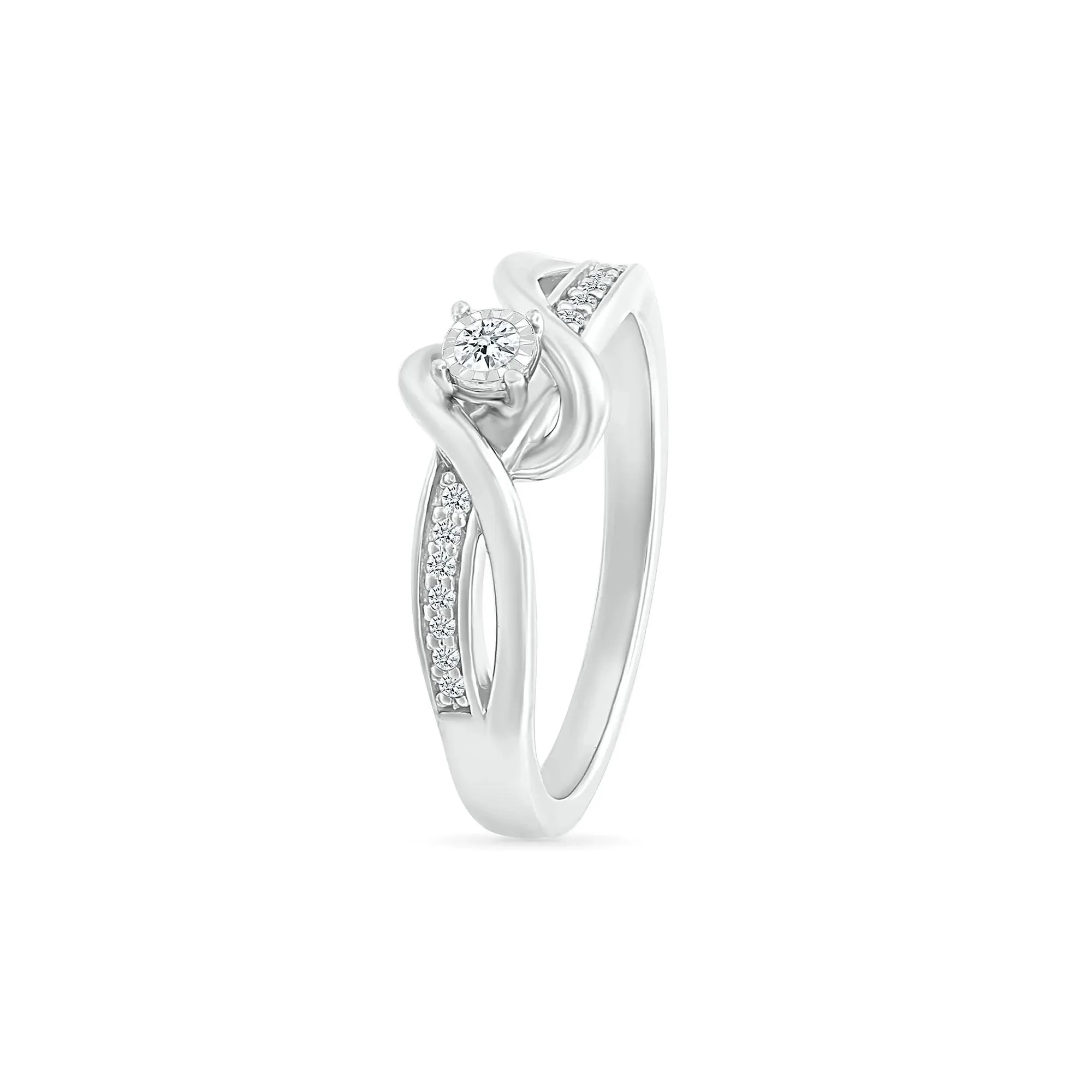 1/8 CT. Tw. Diamond Twist Promise Ring 10K White Gold Round Brilliant Cut Size 8 - Image 4