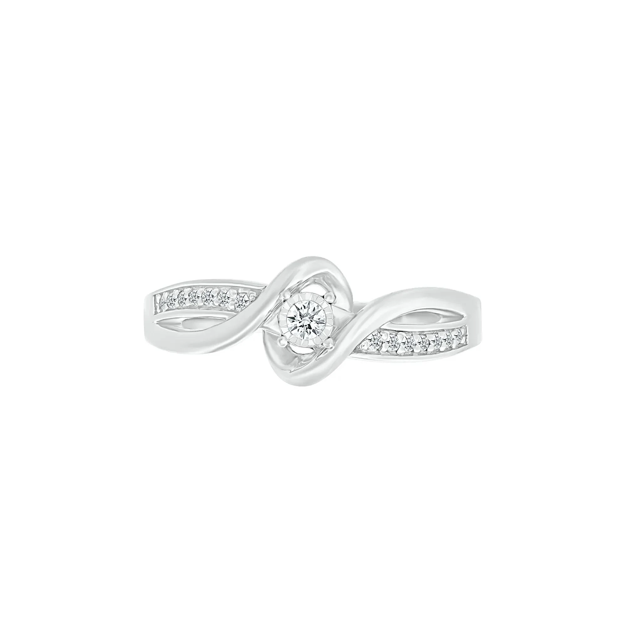 1/8 CT. Tw. Diamond Twist Promise Ring 10K White Gold Round Brilliant Cut Size 9 - Image 5