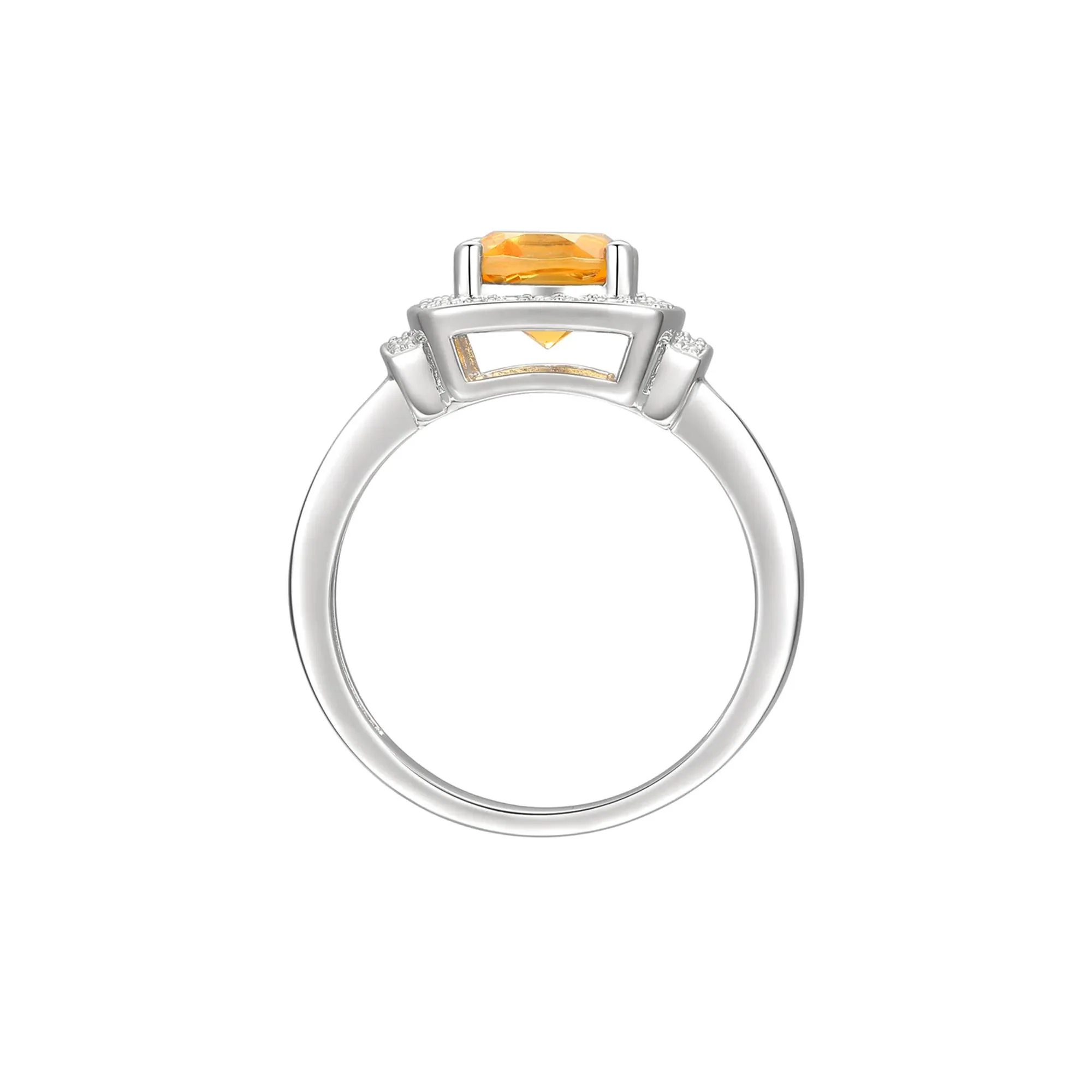 Cushion-Cut Citrine & Lab Created White Sapphire Earring Pendant Necklace & Ring Set .925 Sterling Silver Size 6 - Image 3