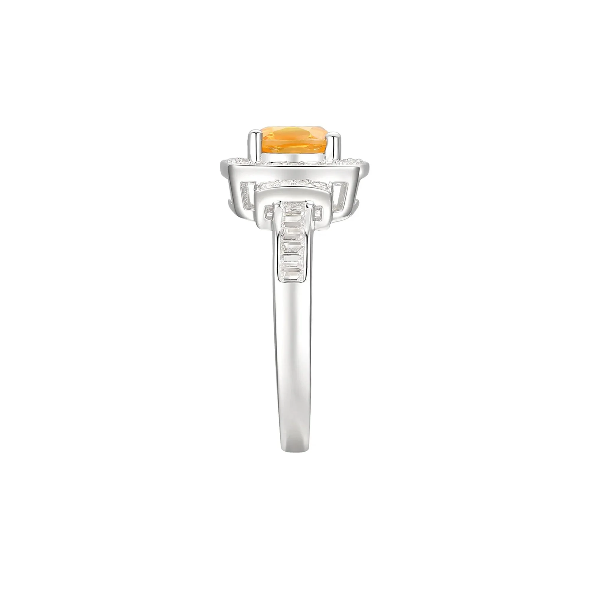 Cushion-Cut Citrine & Lab Created White Sapphire Earring Pendant Necklace & Ring Set .925 Sterling Silver Size 9 - Image 4