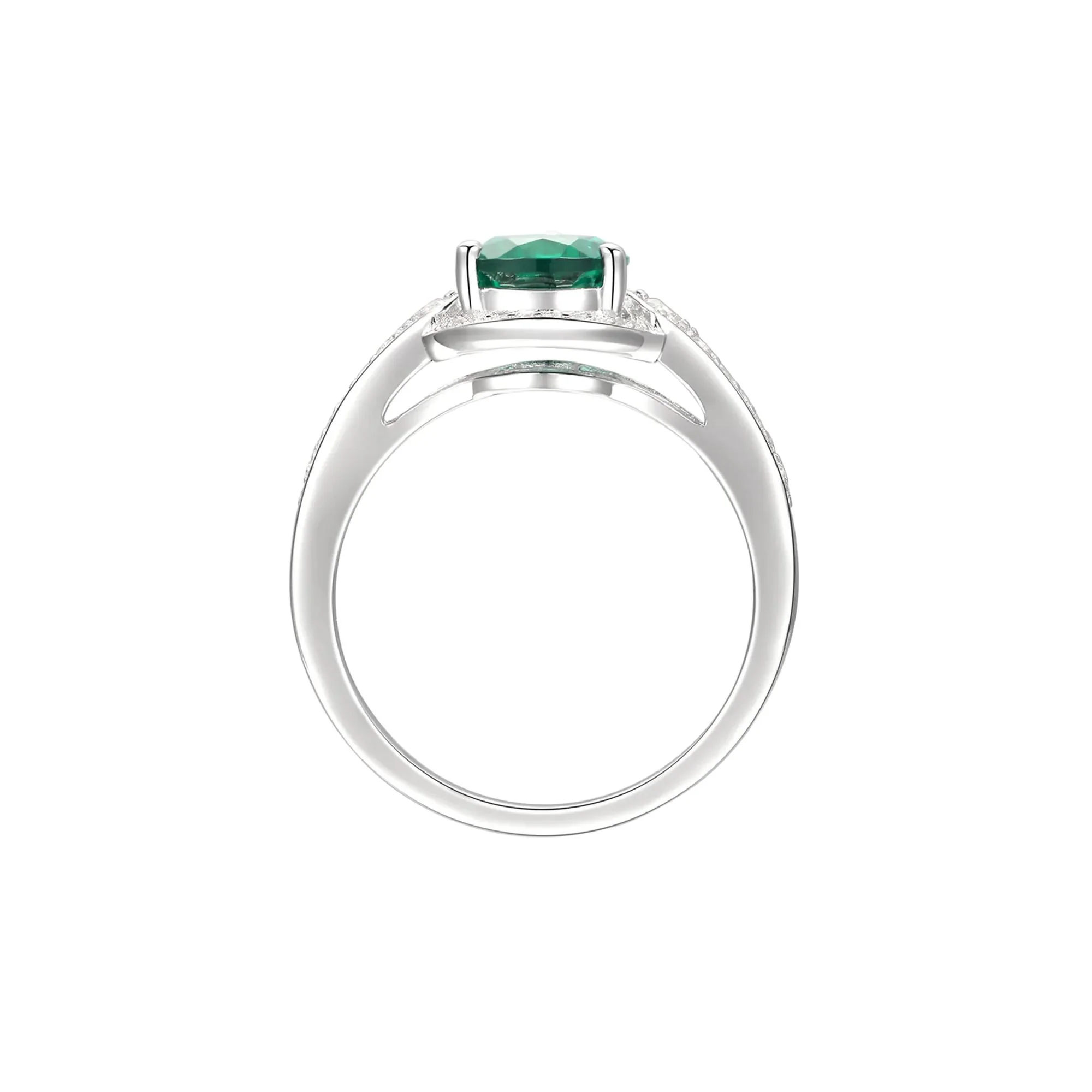 Pear-Shaped Lab Created Emerald Earring Pendant Necklace & Ring Set .925 Sterling Silver White Size 6.5 - Image 3