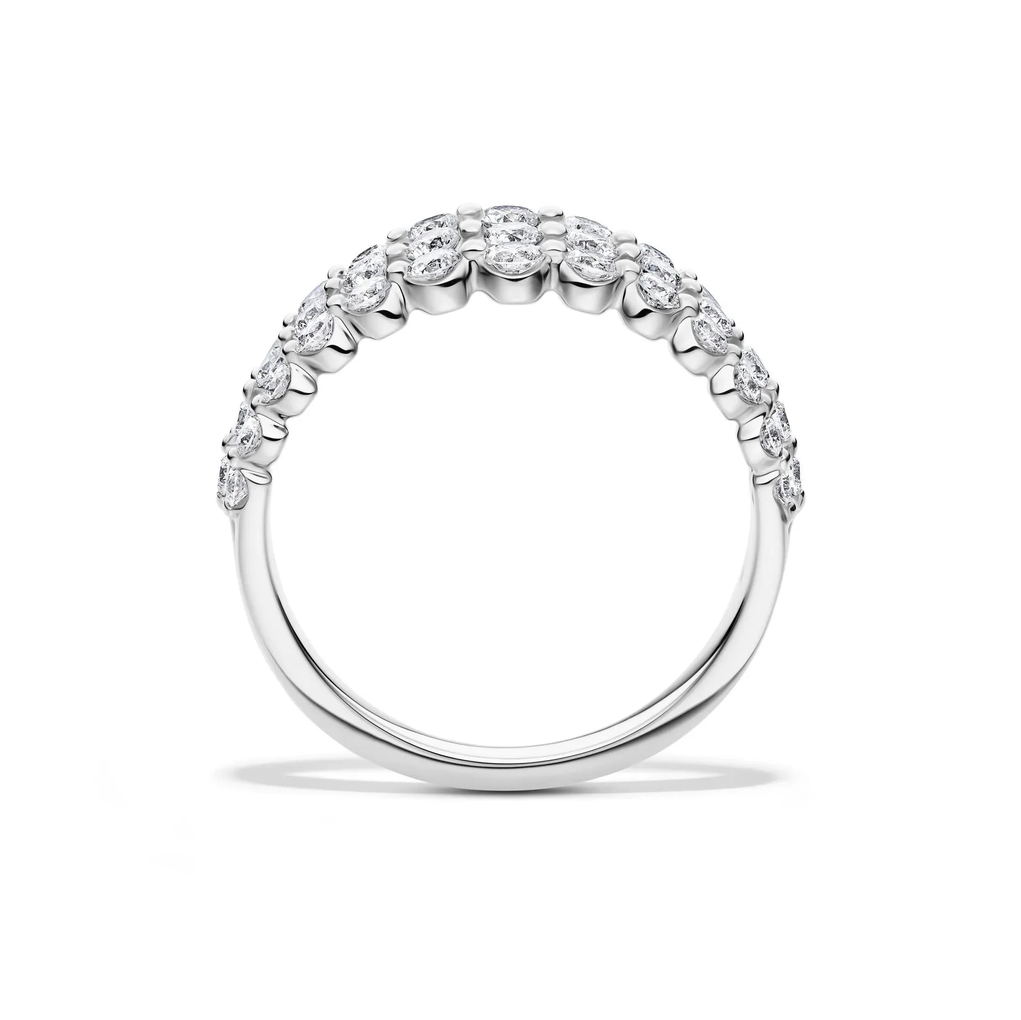 1 CT. Tw. Lab Grown Diamond Three-Row Anniversary Band Ring 10K White Gold Round Brilliant Cut Size 9 1mm - Image 2