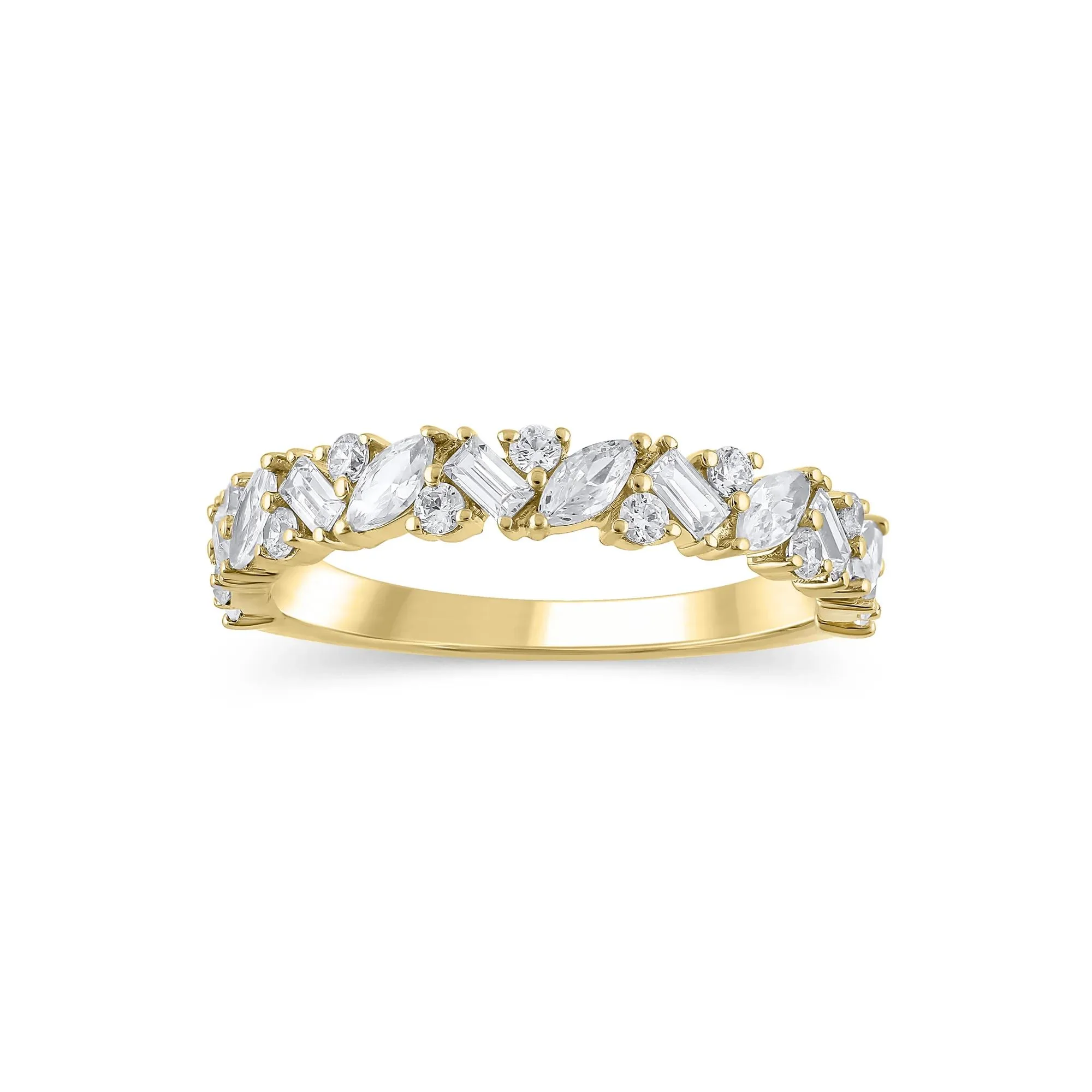 3/4 CT. Tw. Lab Grown Diamond Anniversary Band Ring 14K Yellow Gold Round Brilliant Cut Size 6 3mm