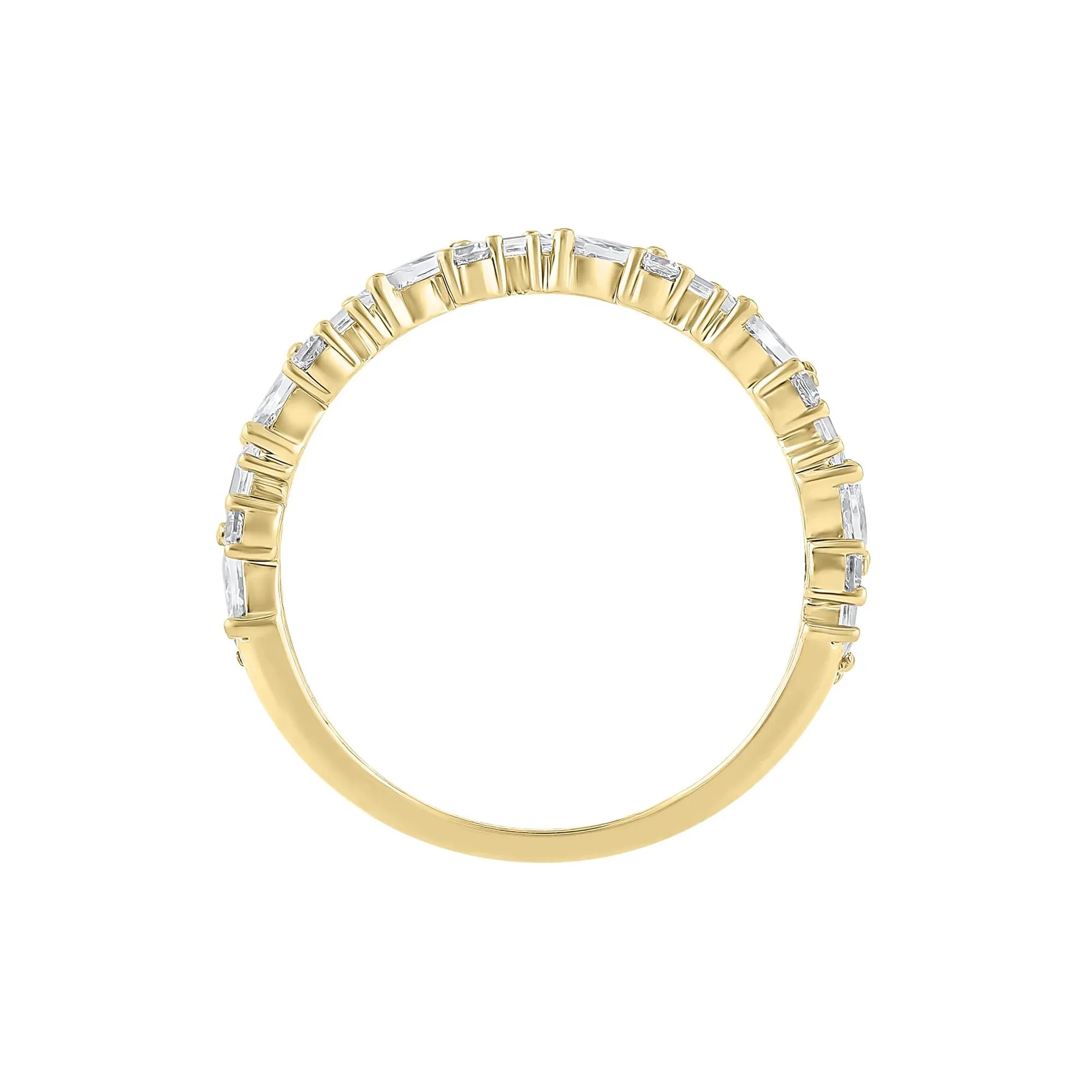 3/4 CT. Tw. Lab Grown Diamond Anniversary Band Ring 14K Yellow Gold Round Brilliant Cut Size 6.5 3mm - Image 2
