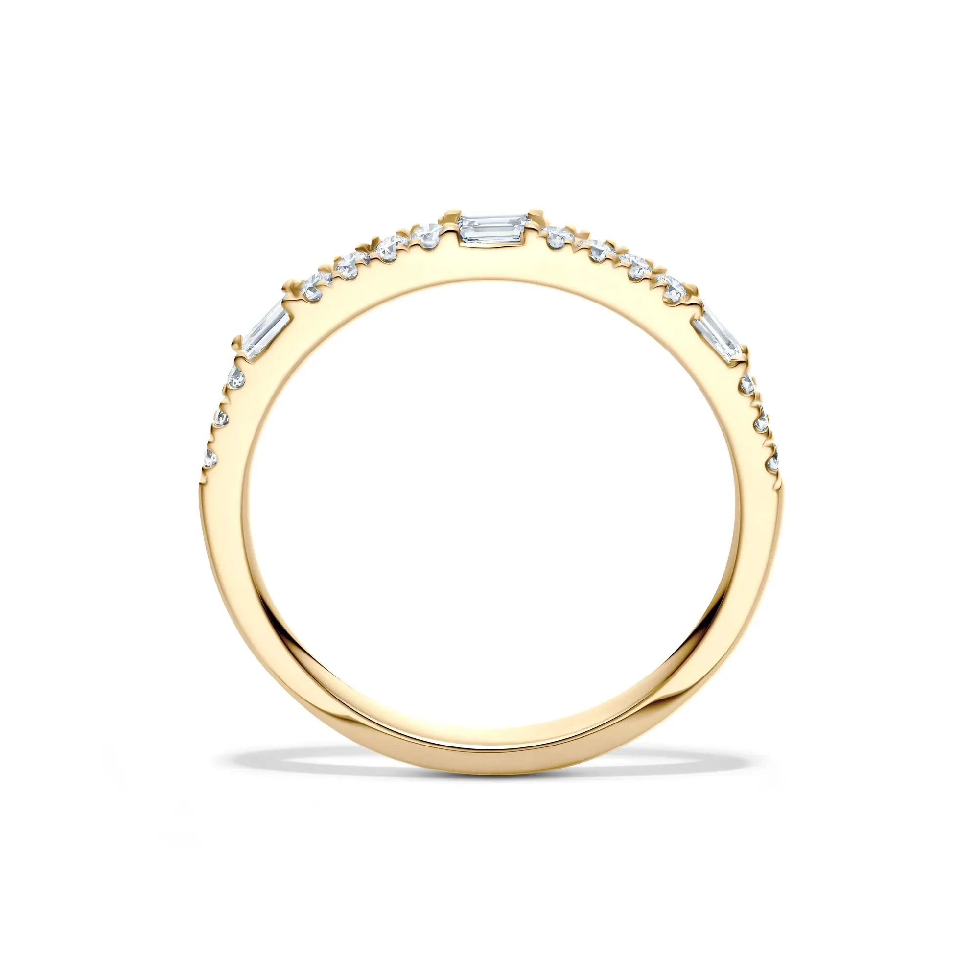Lab Grown Diamond Round & Baguette Stack Band Ring 10K Yellow Gold (1/5 CT. T.w) Size 6 1mm - Image 2