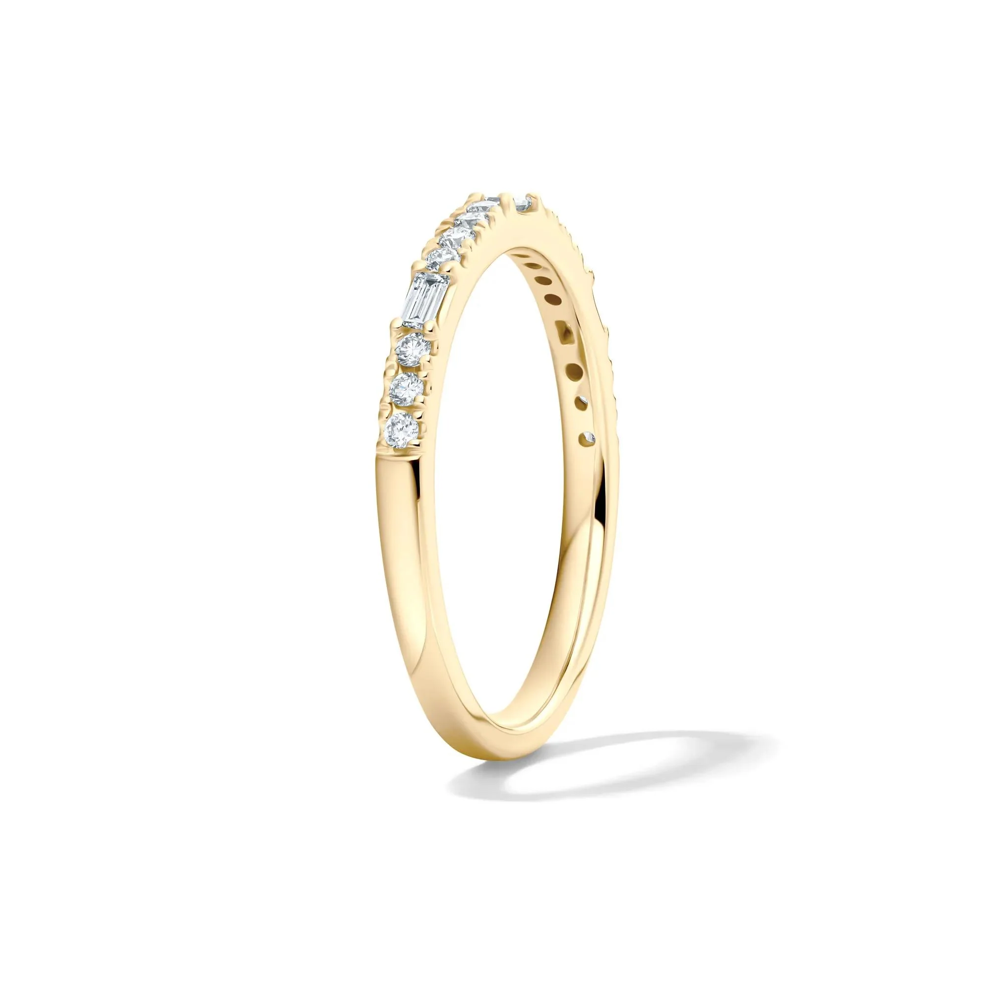 Lab Grown Diamond Round & Baguette Stack Band Ring 10K Yellow Gold (1/5 CT. T.w) Size 6.5 1mm - Image 3