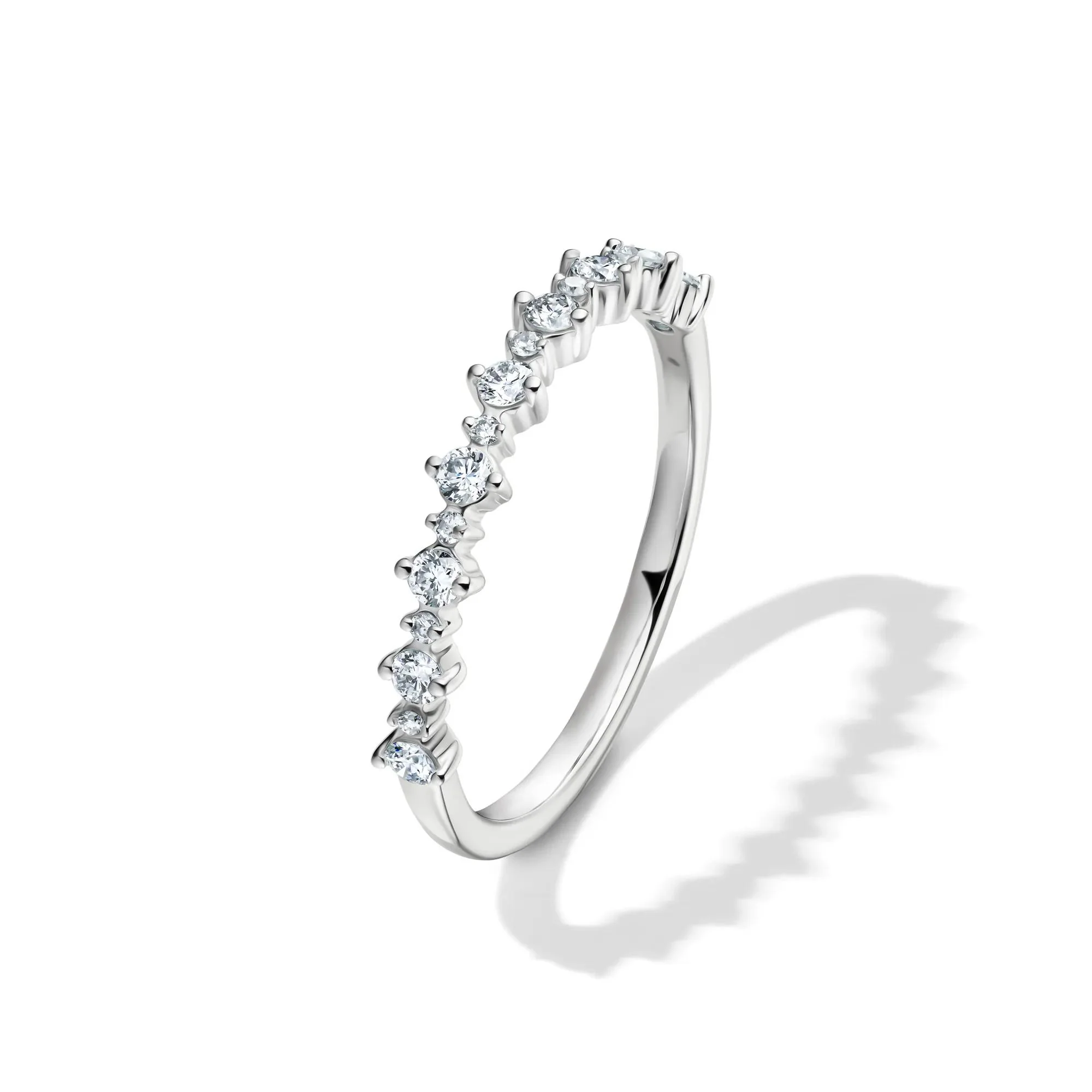 1/4 CT. Tw. Lab Grown Diamond Prong Stack Band Ring 10K White Gold Round Brilliant Cut Size 7.5 1mm - Image 4