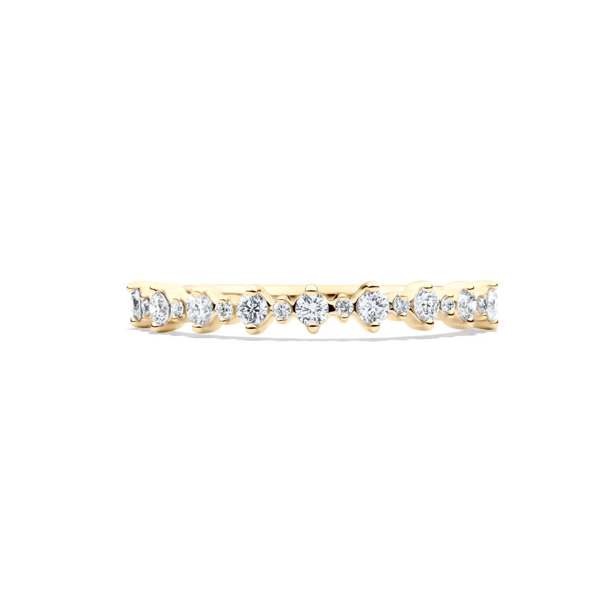 1/4 CT. Tw. Lab Grown Diamond Prong Stack Band Ring 10K Yellow Gold Round Brilliant Cut Size 7 1mm